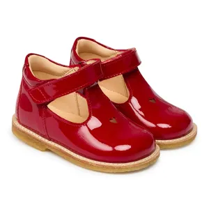 Angulus Beginner Mary Jane Shoes w. Heart and Velcro Red