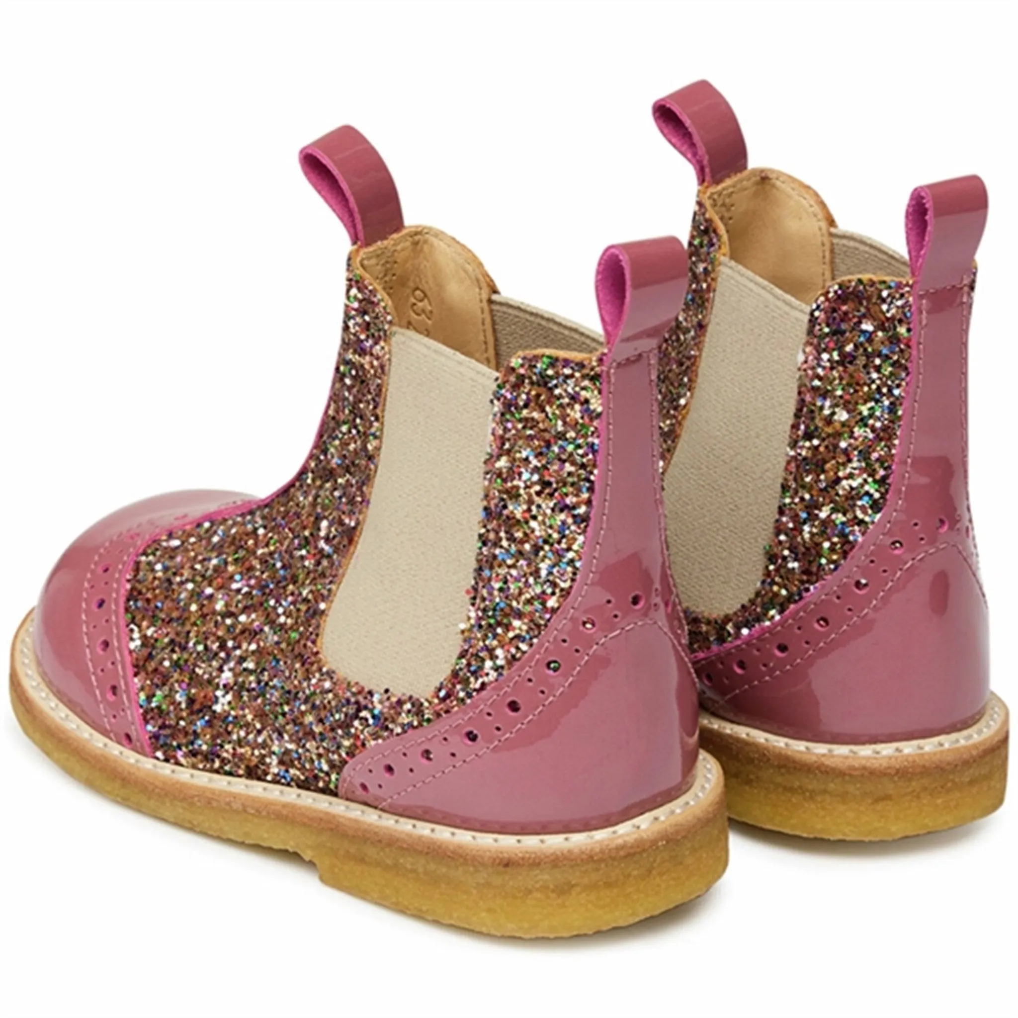 Angulus Chelsea Boots w Elastic Rosa/Multi Glitter/Beige