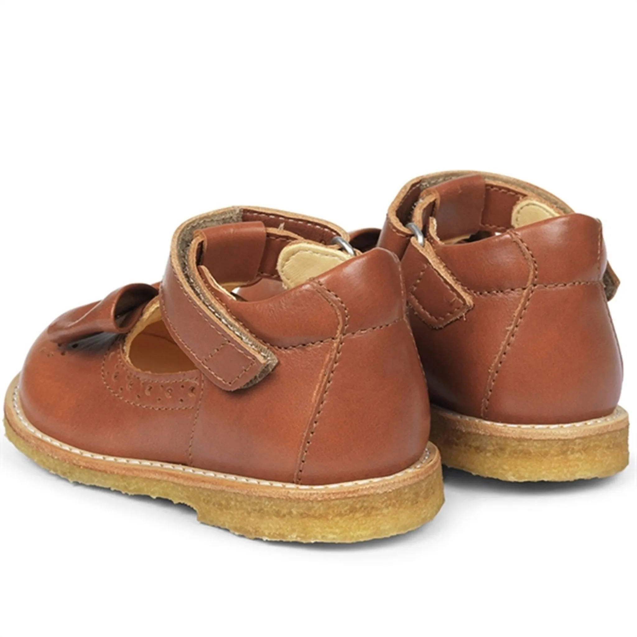 Angulus Mary Jane Shoes w Bow Cognac