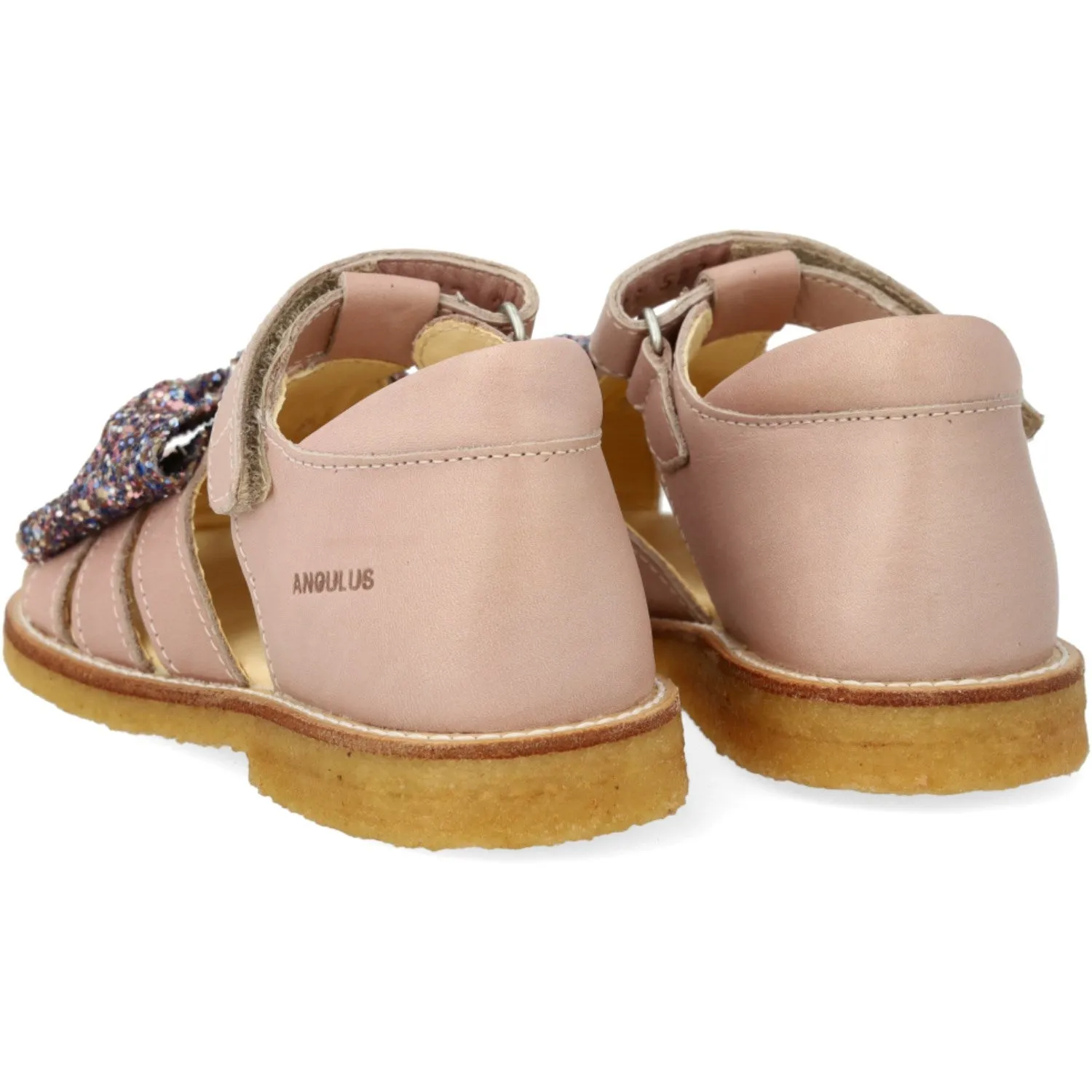 Angulus Rosebud/Pastel multi glitter Sandal Med Glittersløjfe Og Velcro Closure