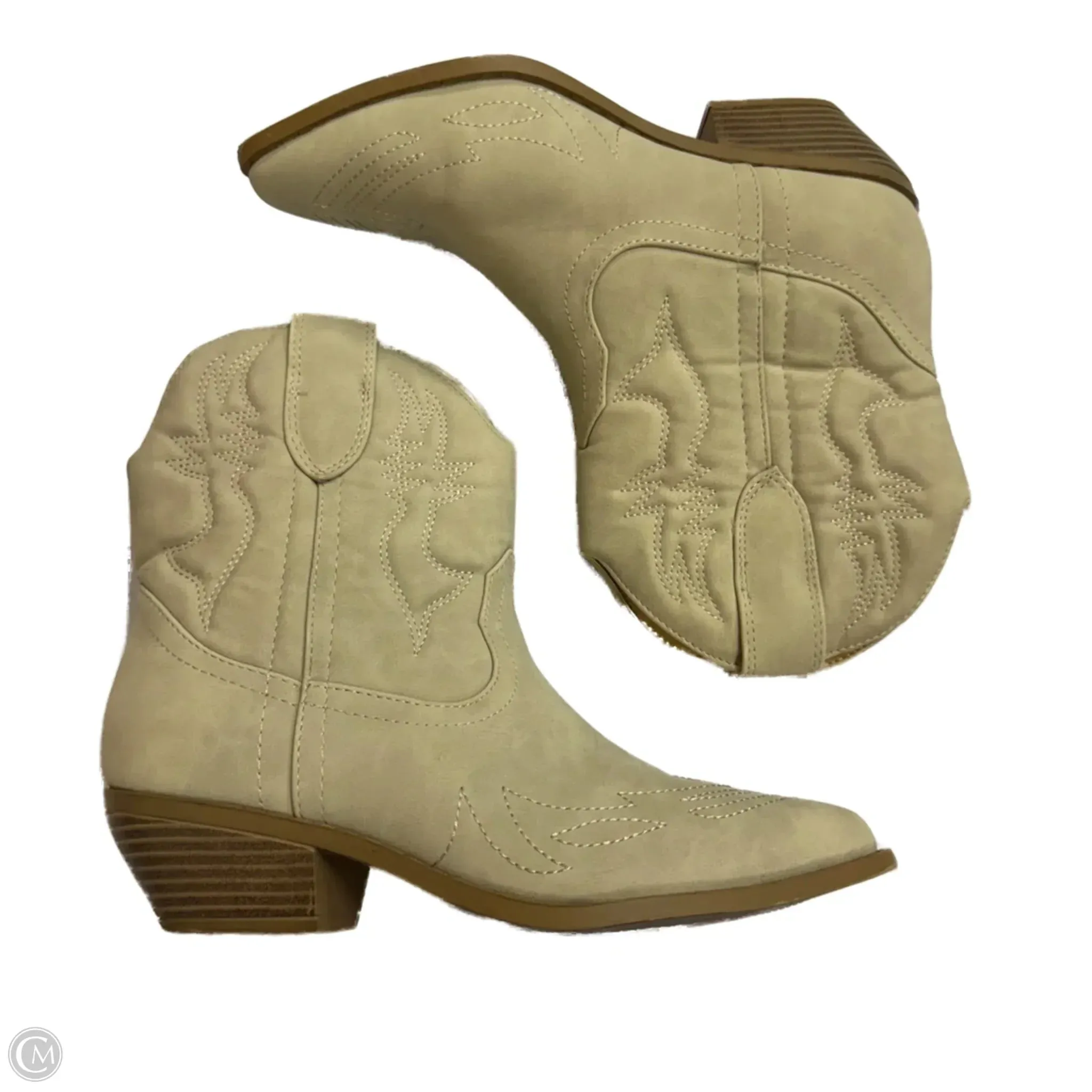 Boots Ankle Flats By Soda In Cream, Size: 7.5
