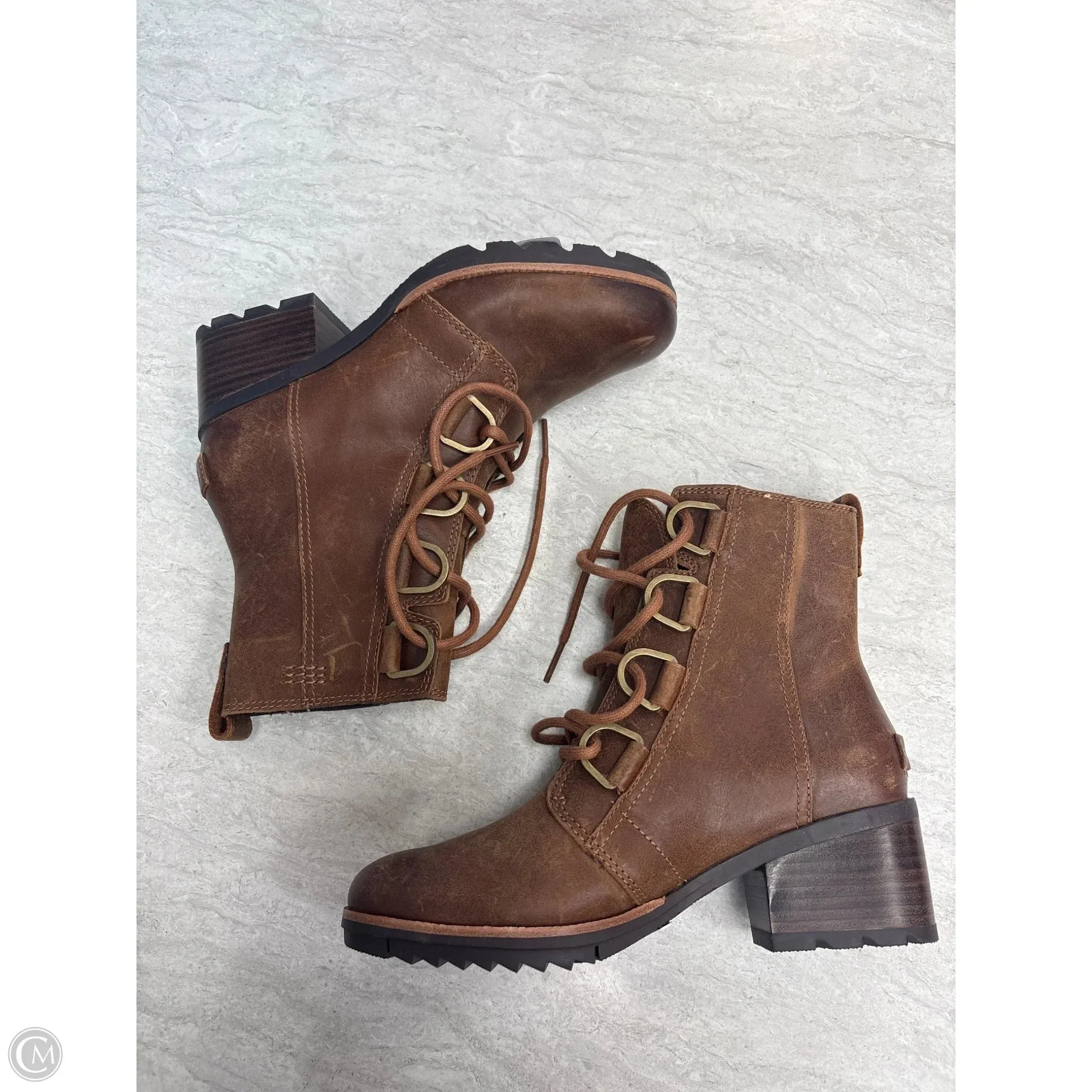 Boots Ankle Heels By Sorel In Brown, Size: 7