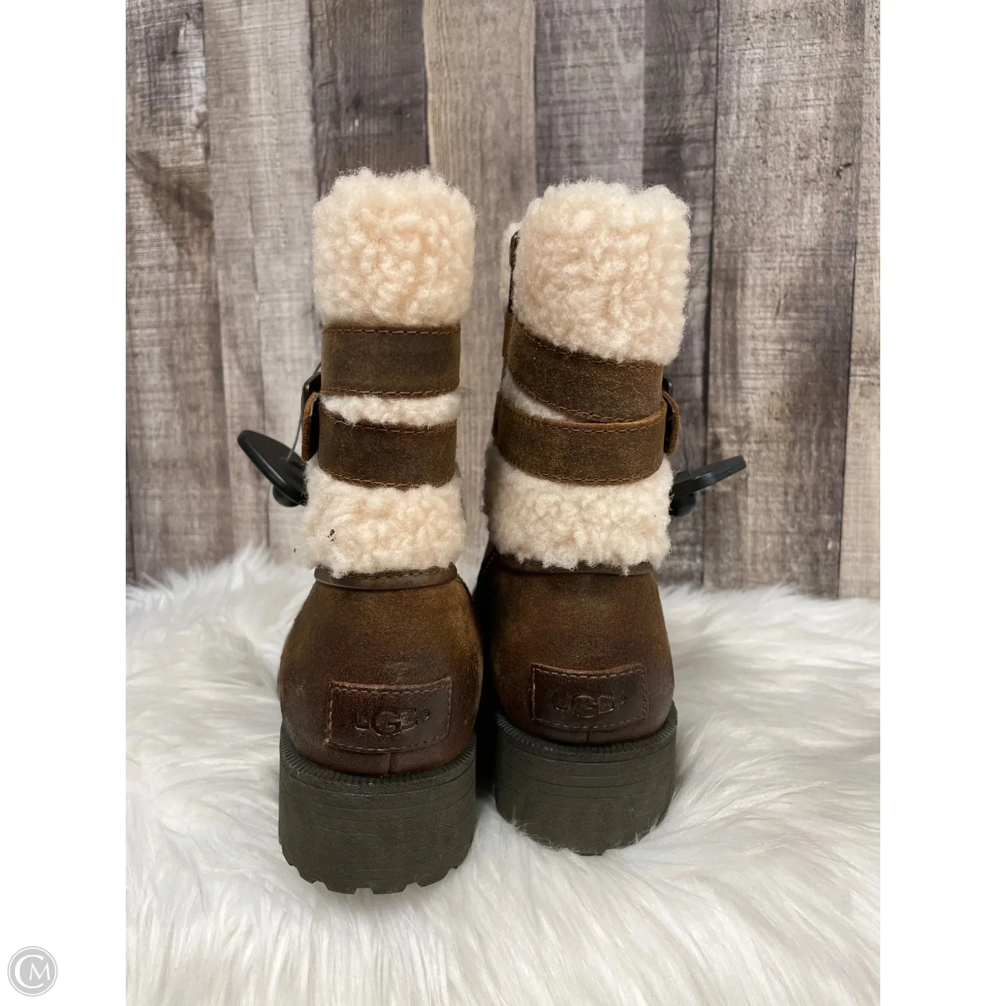 Boots Designer By Ugg In Brown, Size: 9.5