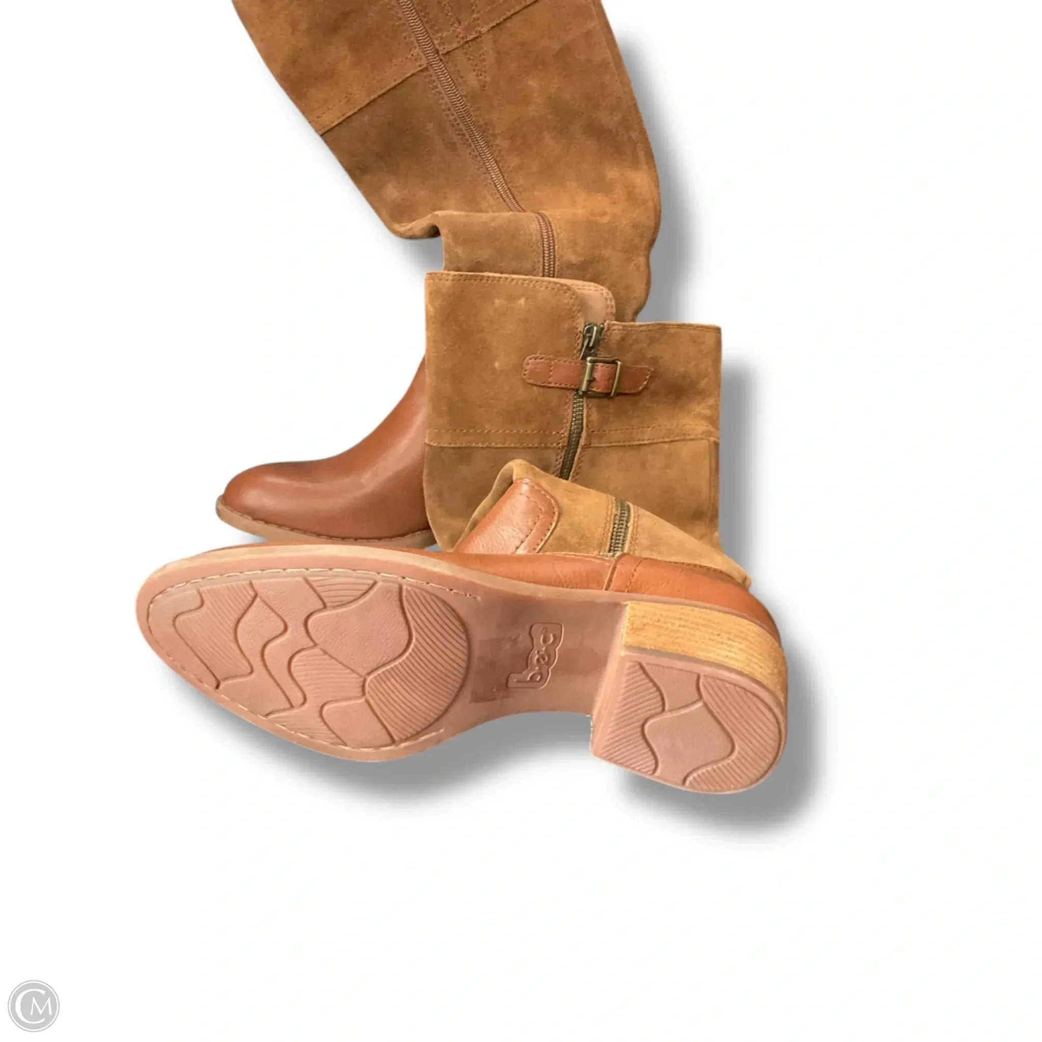 Boots Knee Heels By Boc In Brown, Size: 8.5