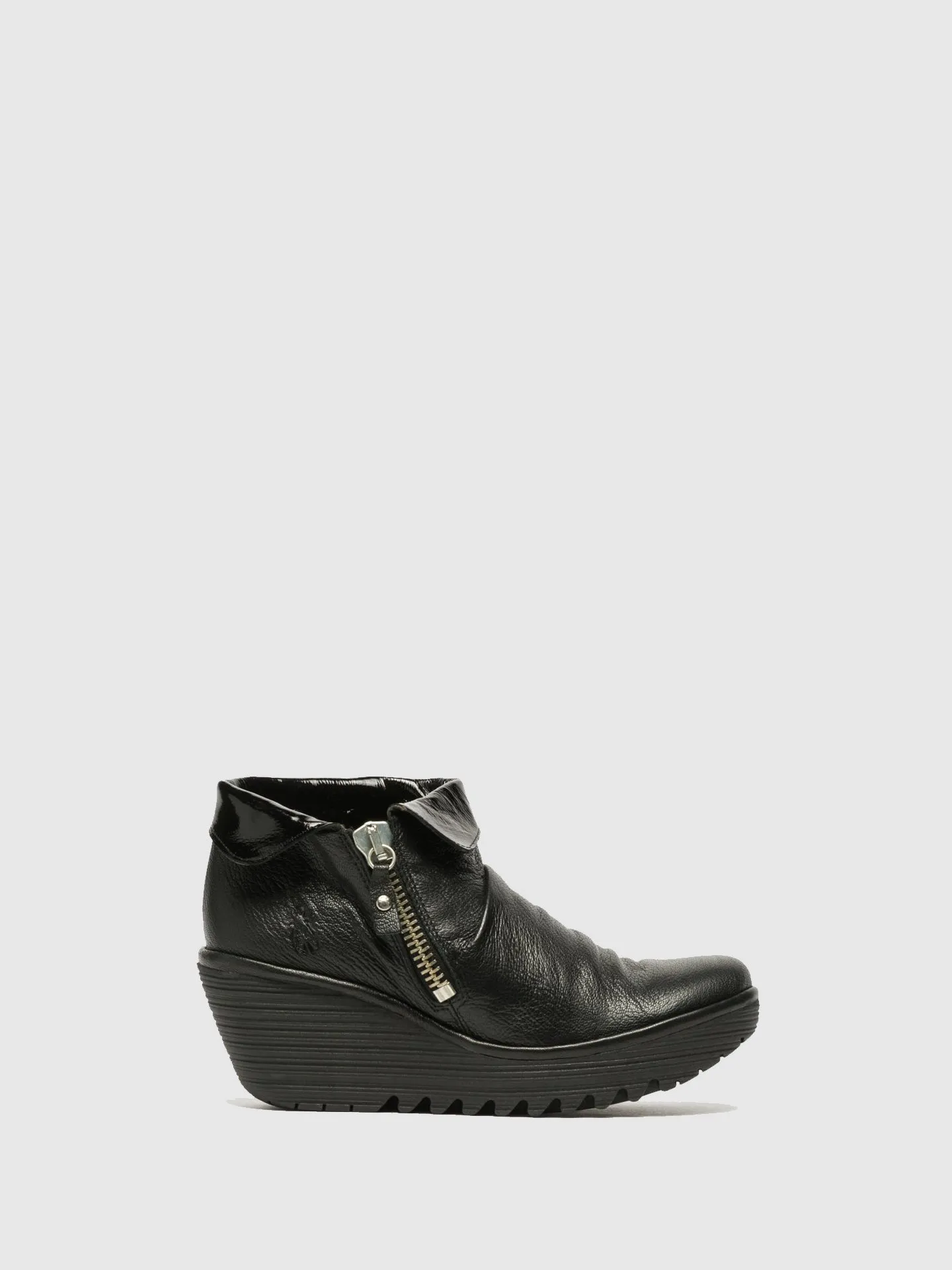 Carbon Black Zip Up Ankle Boots