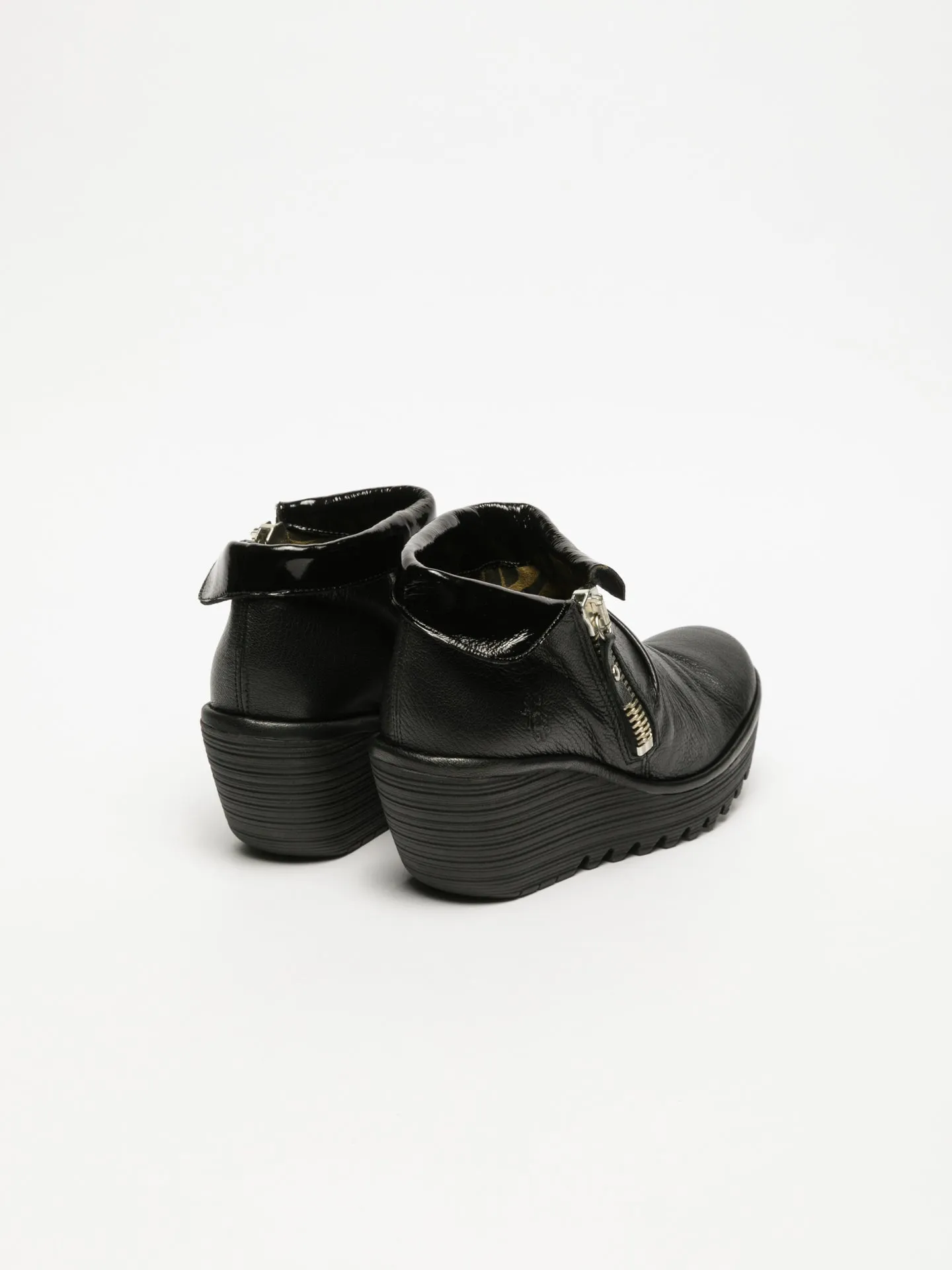 Carbon Black Zip Up Ankle Boots