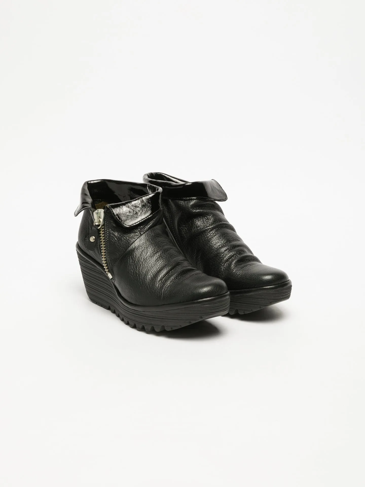Carbon Black Zip Up Ankle Boots