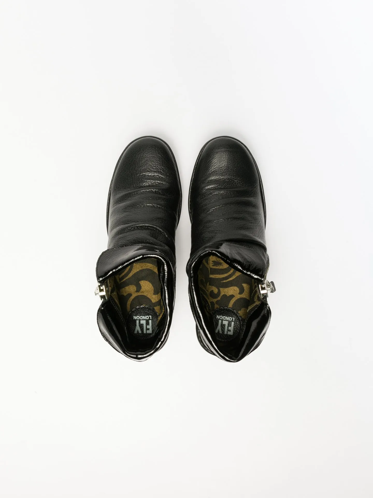 Carbon Black Zip Up Ankle Boots