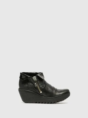 Carbon Black Zip Up Ankle Boots