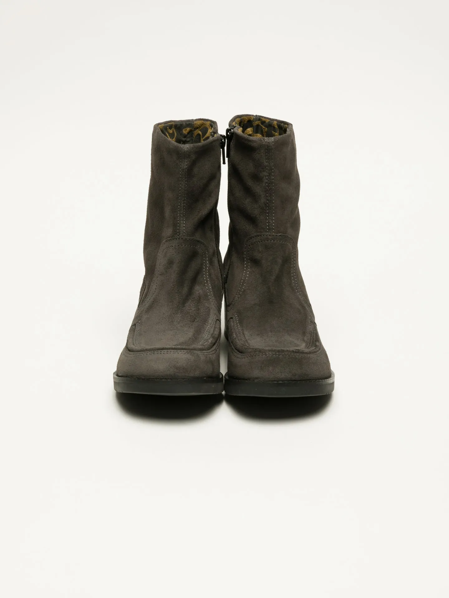 Gray Zip Up Ankle Boots