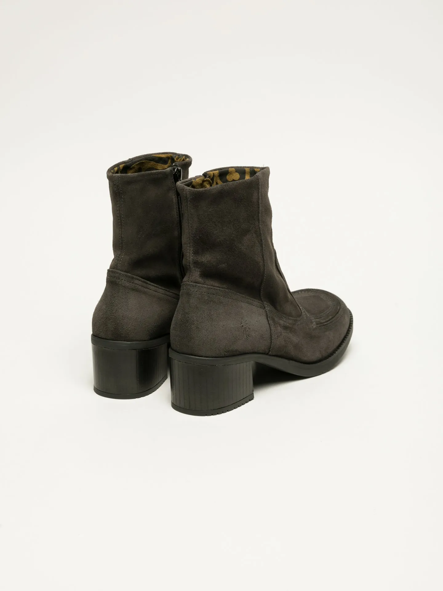 Gray Zip Up Ankle Boots