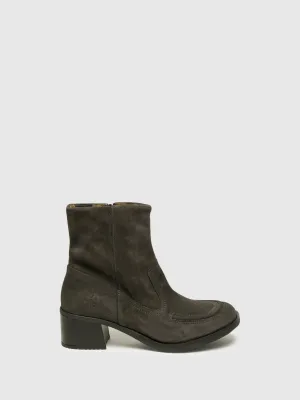 Gray Zip Up Ankle Boots