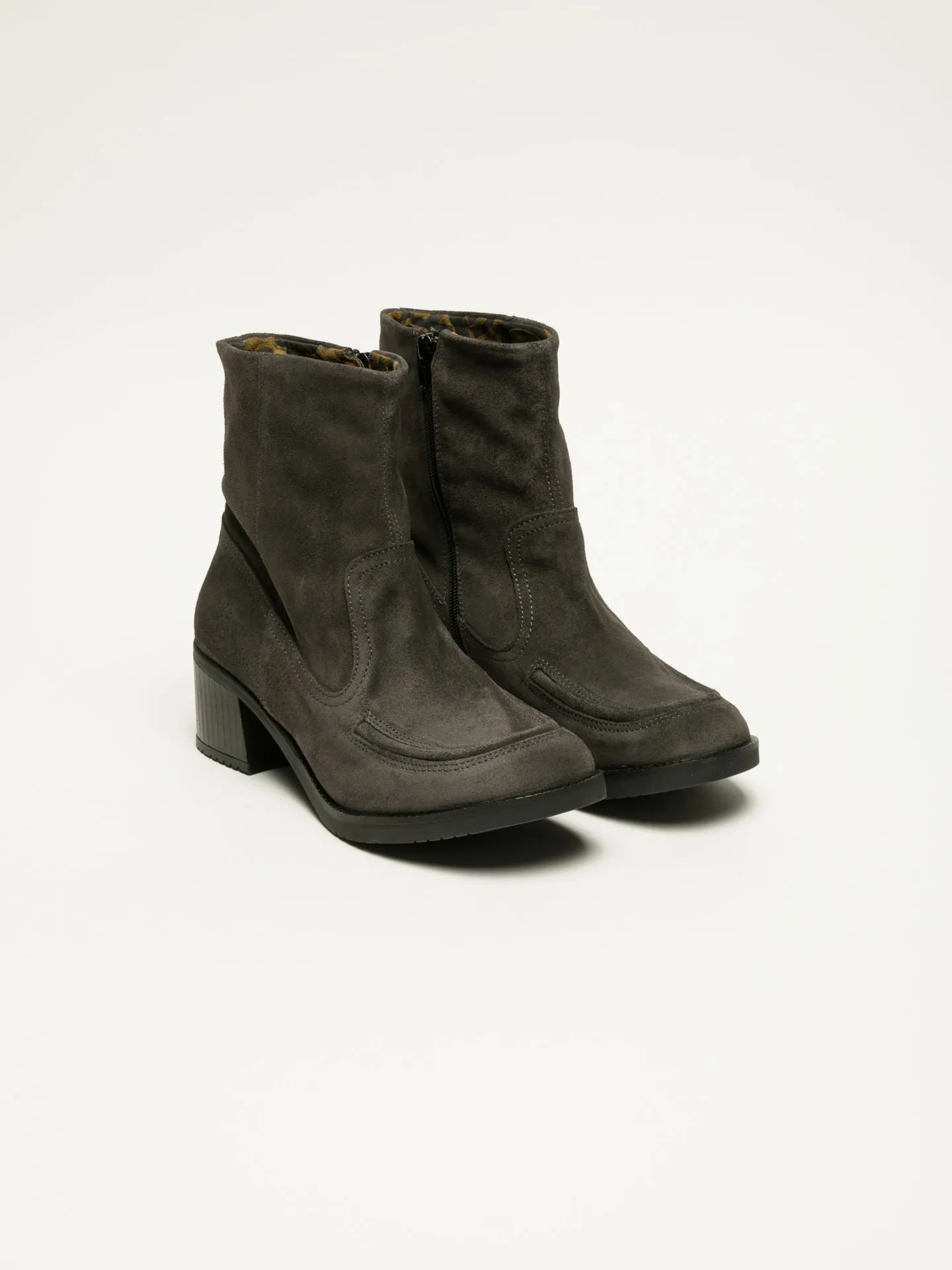 Gray Zip Up Ankle Boots