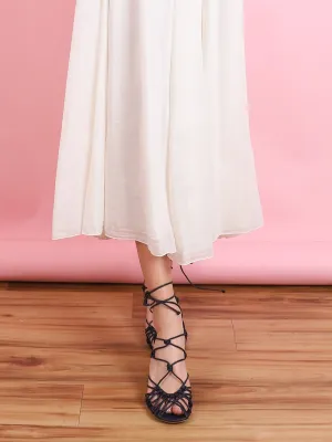 HEELED LACE SANDALS