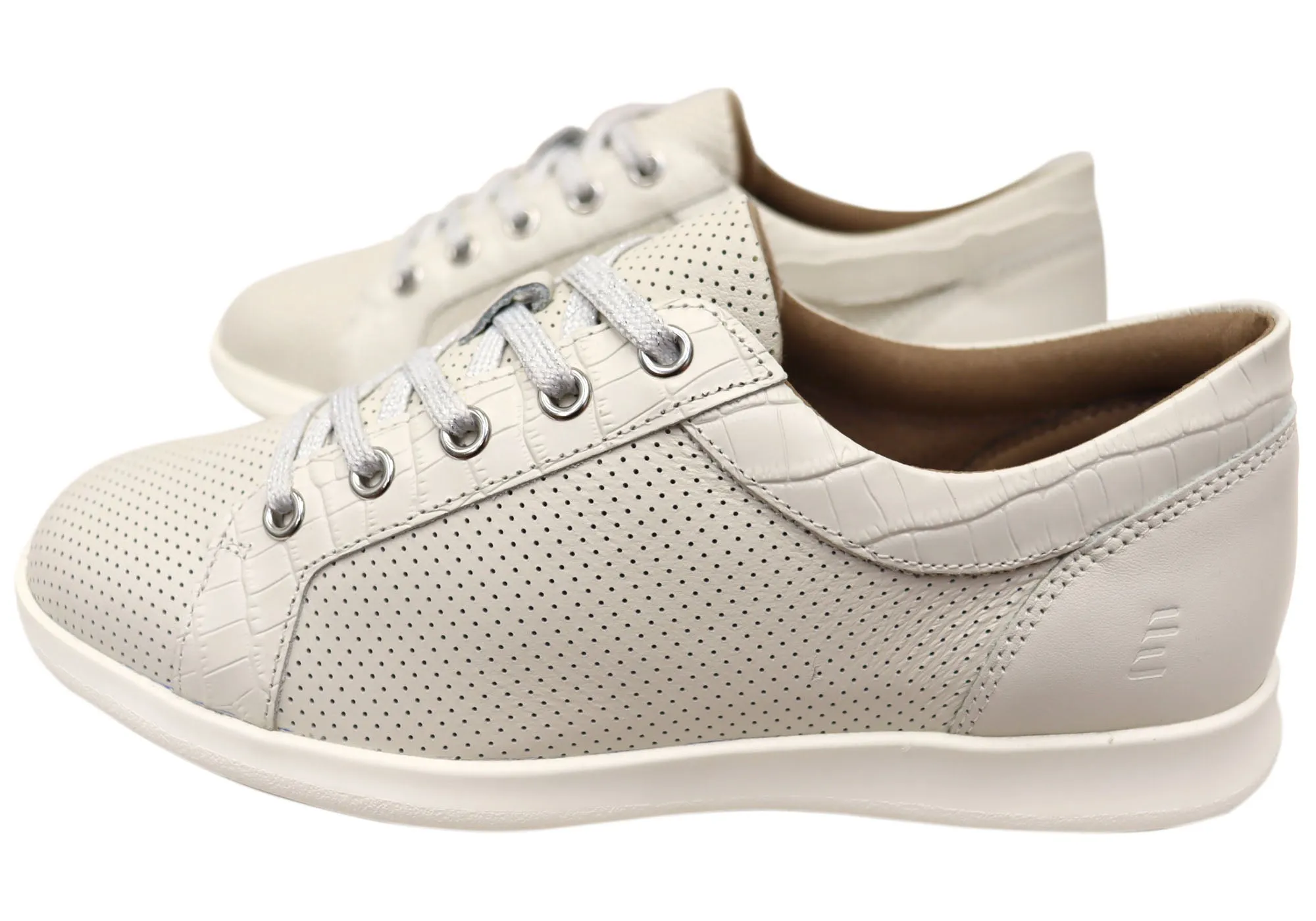 Homyped Carrie Lace Womens White Leather Casual Shoes