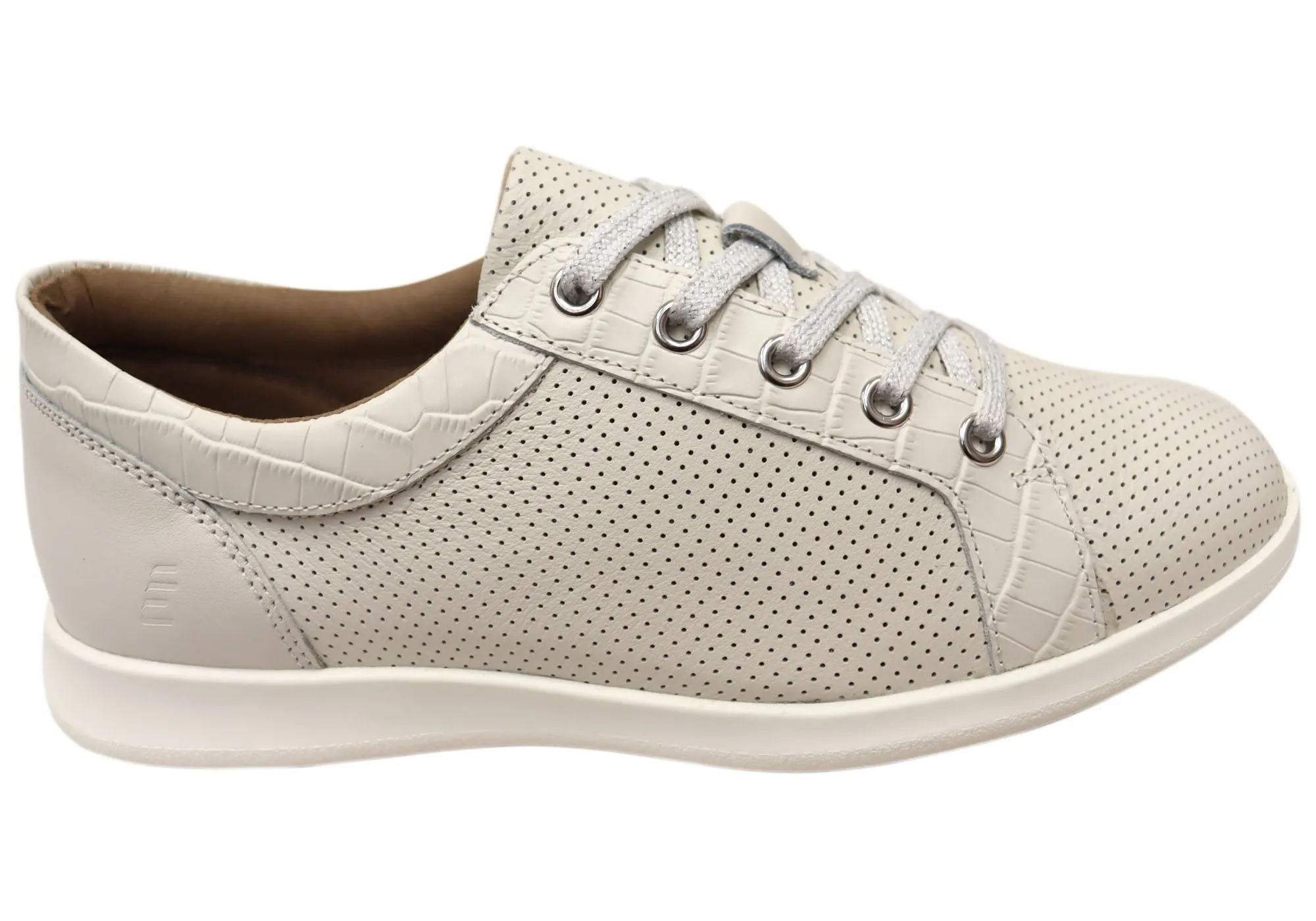 Homyped Carrie Lace Womens White Leather Casual Shoes