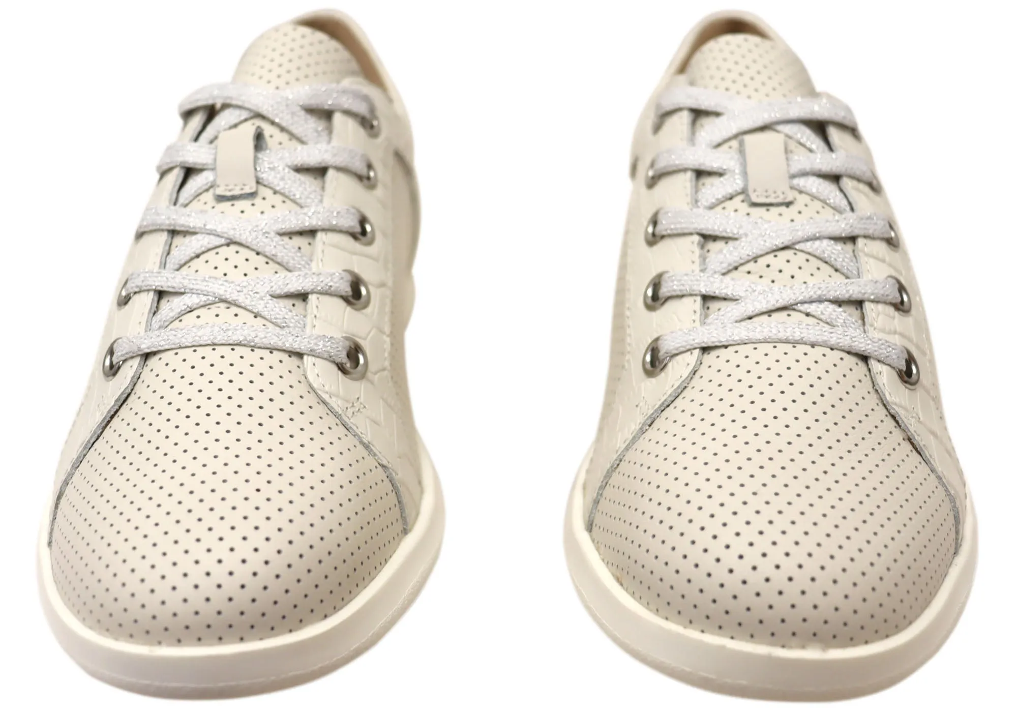 Homyped Carrie Lace Womens White Leather Casual Shoes