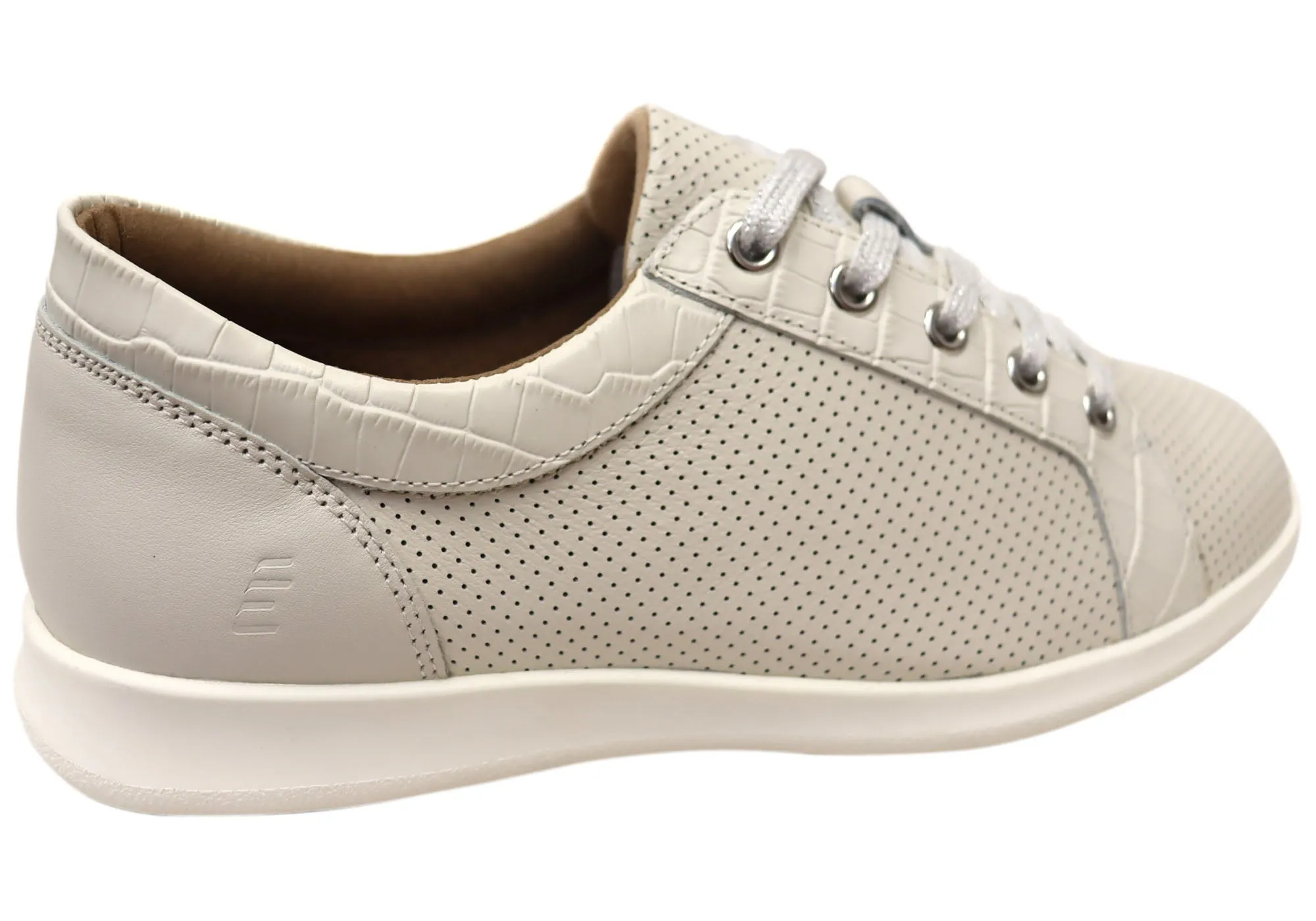 Homyped Carrie Lace Womens White Leather Casual Shoes