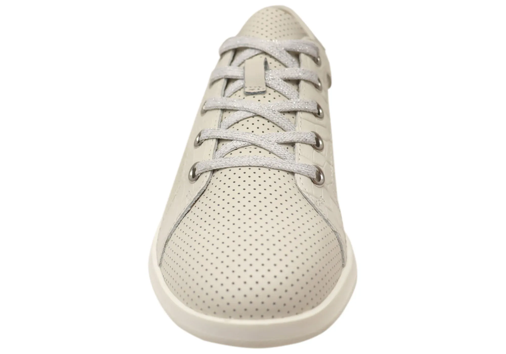 Homyped Carrie Lace Womens White Leather Casual Shoes