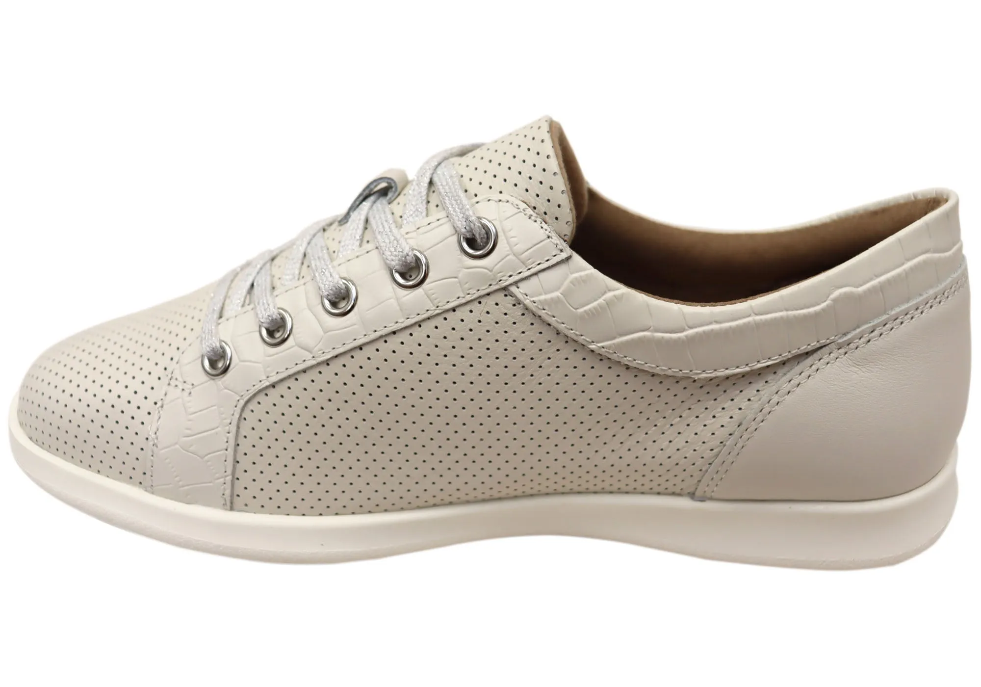 Homyped Carrie Lace Womens White Leather Casual Shoes