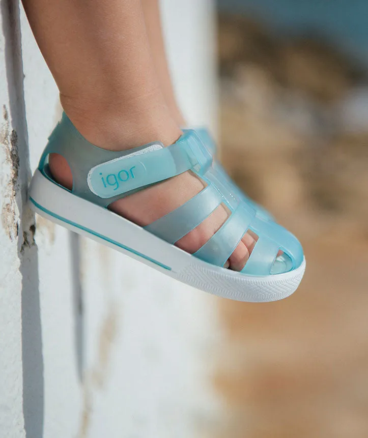 Igor S10171 Girl's and Boy's Star Sandals - Aqua