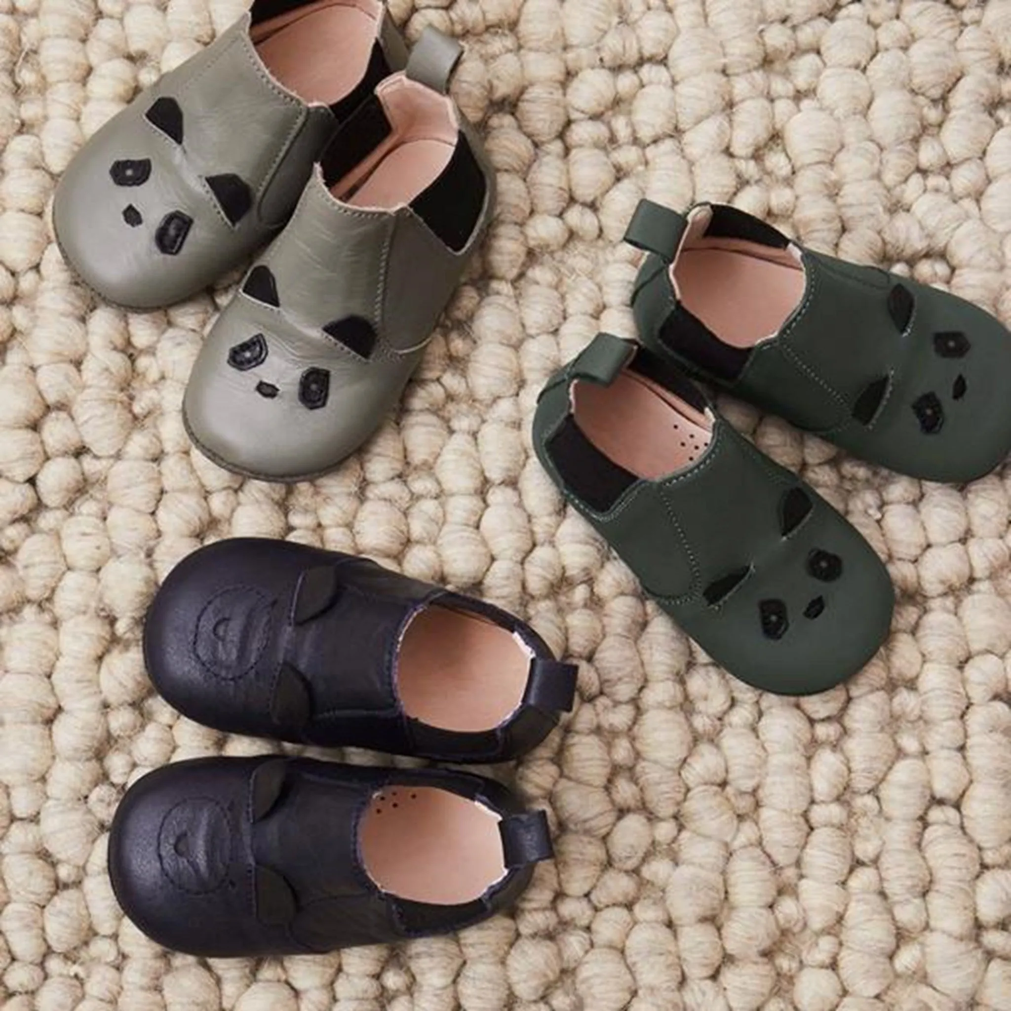 Liewood Edith Leather Slippers Mr. Bear Navy