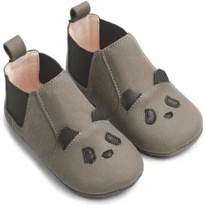 Liewood Edith Leather Slippers Panda Grey