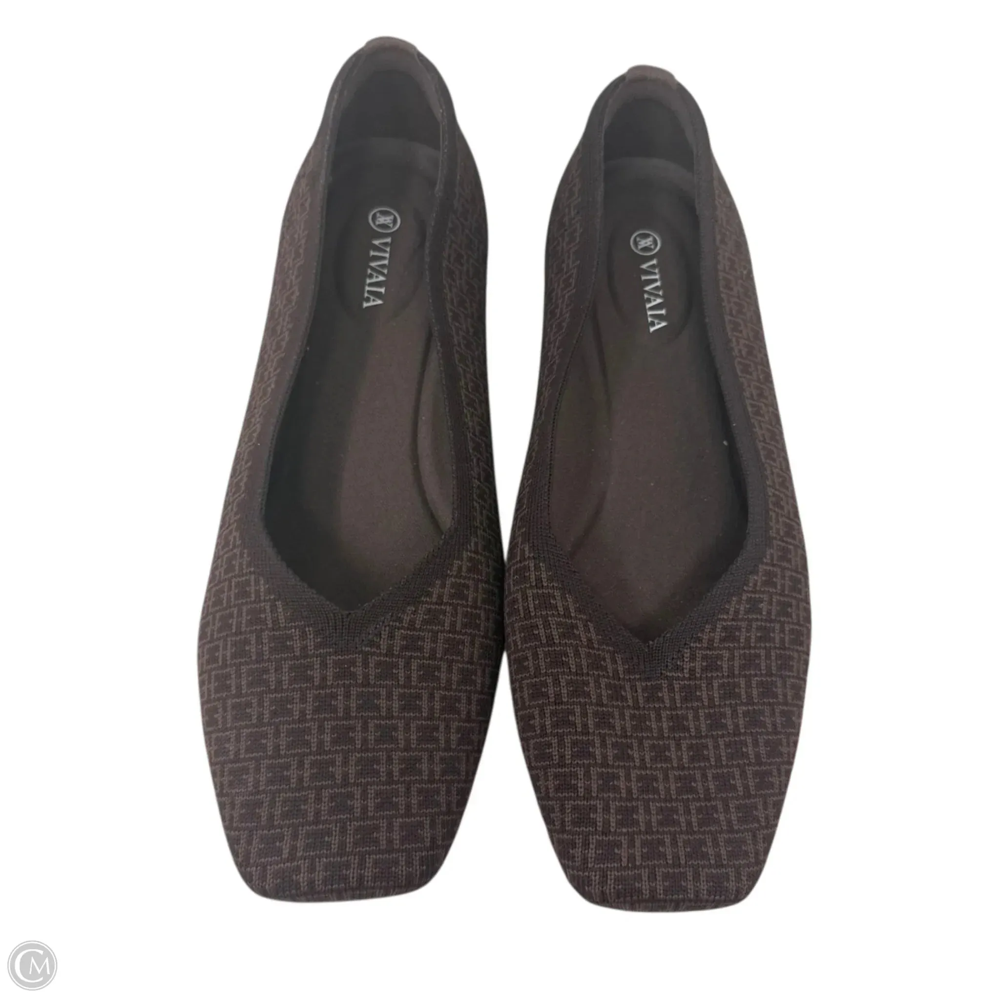Margot Square-Toe V-Cut Flats By Vivaia In Brown Chain, Size: 10.5