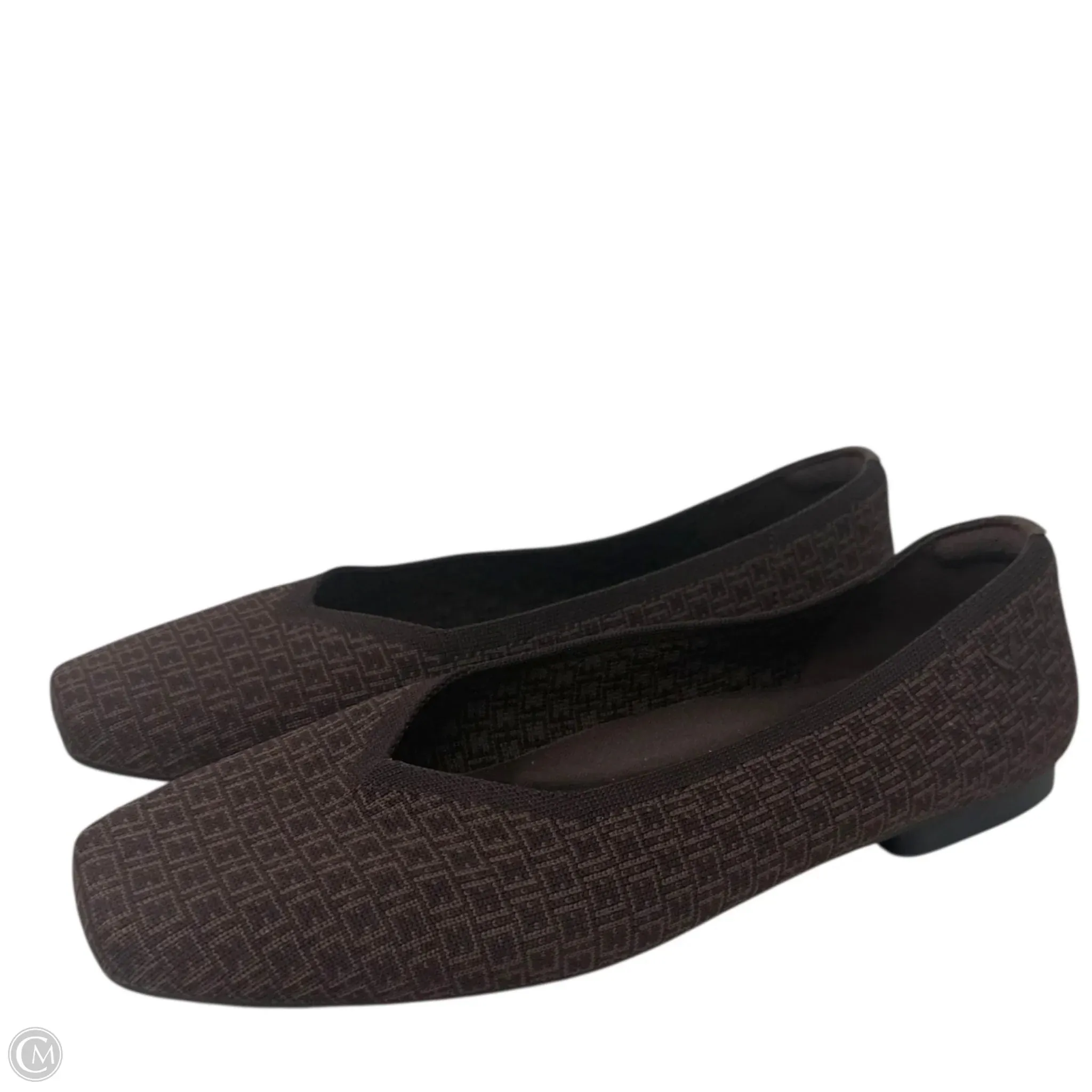 Margot Square-Toe V-Cut Flats By Vivaia In Brown Chain, Size: 10.5