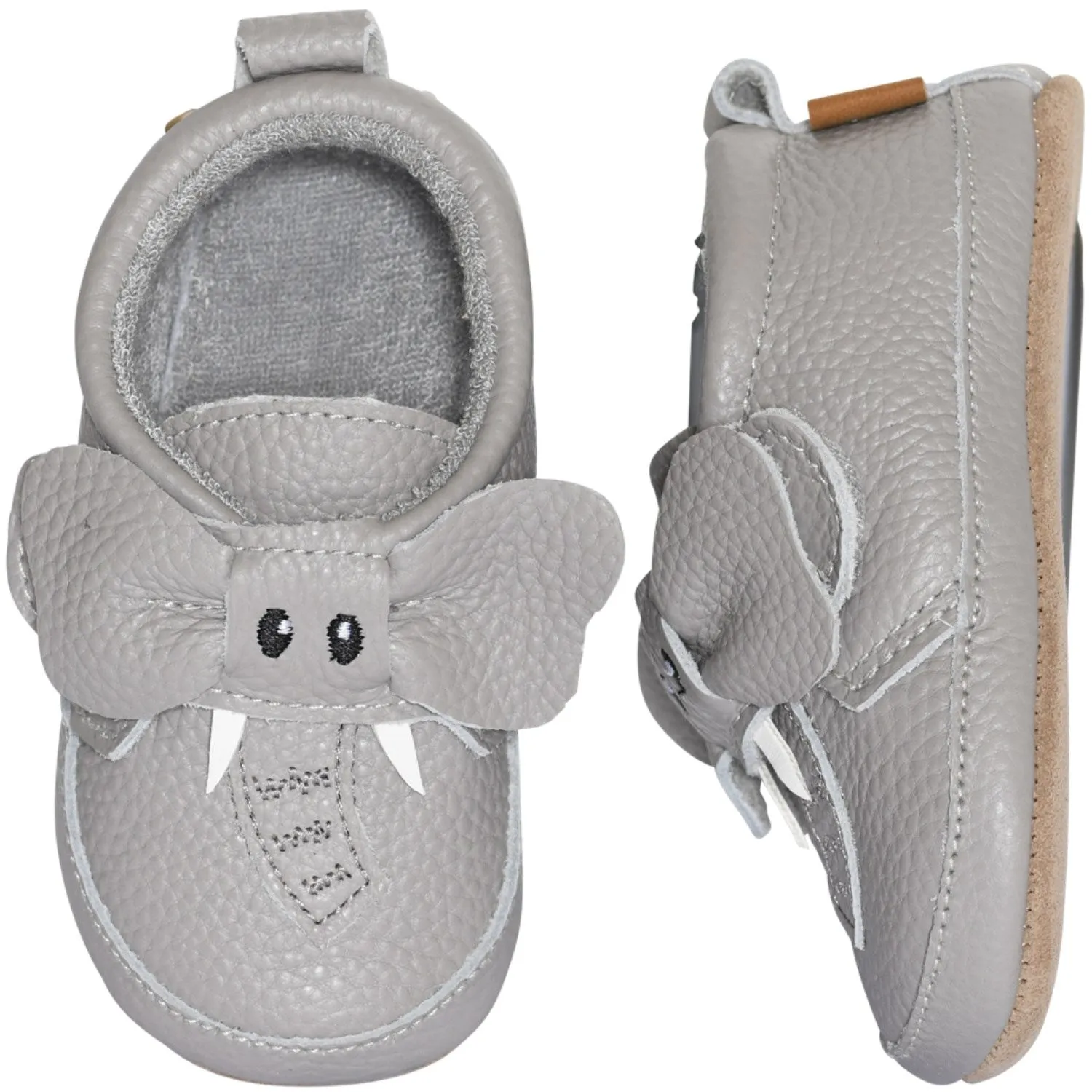 MELTON Opal Gray Elephant leather slippers