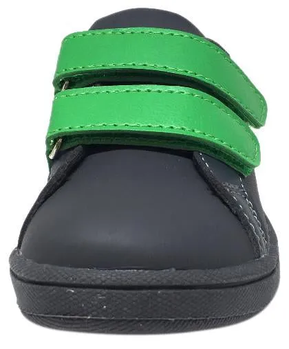 My Brooklyn The Original Boy's and Girl's Sneaker in Grey with Green Double Straps