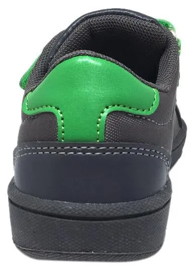 My Brooklyn The Original Boy's and Girl's Sneaker in Grey with Green Double Straps