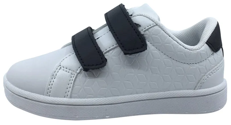 My Brooklyn The Original Boy's and Girl's Sneaker in White with Black Double Straps