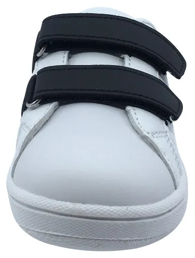 My Brooklyn The Original Boy's and Girl's Sneaker in White with Black Double Straps