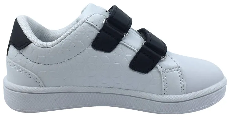 My Brooklyn The Original Boy's and Girl's Sneaker in White with Black Double Straps
