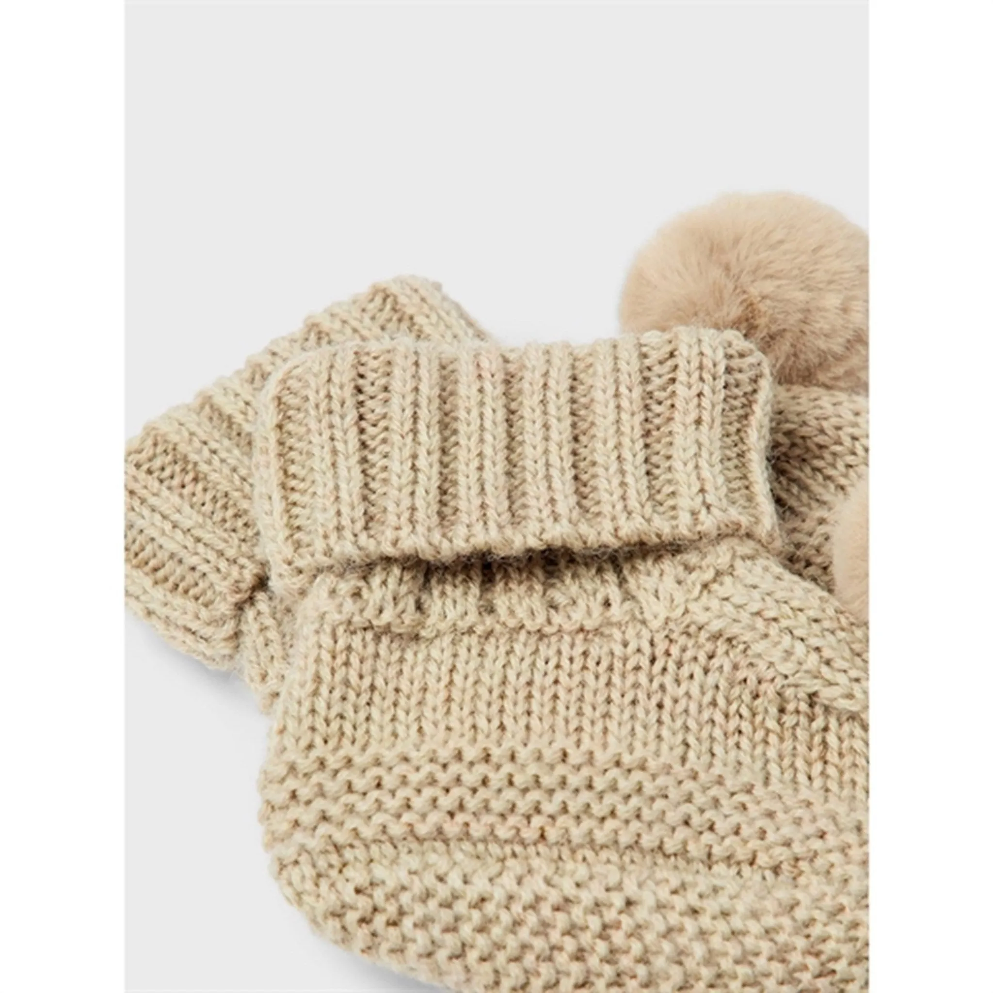 Name it White Pepper Wrilla Wool Knit Slippers With Pom Pom