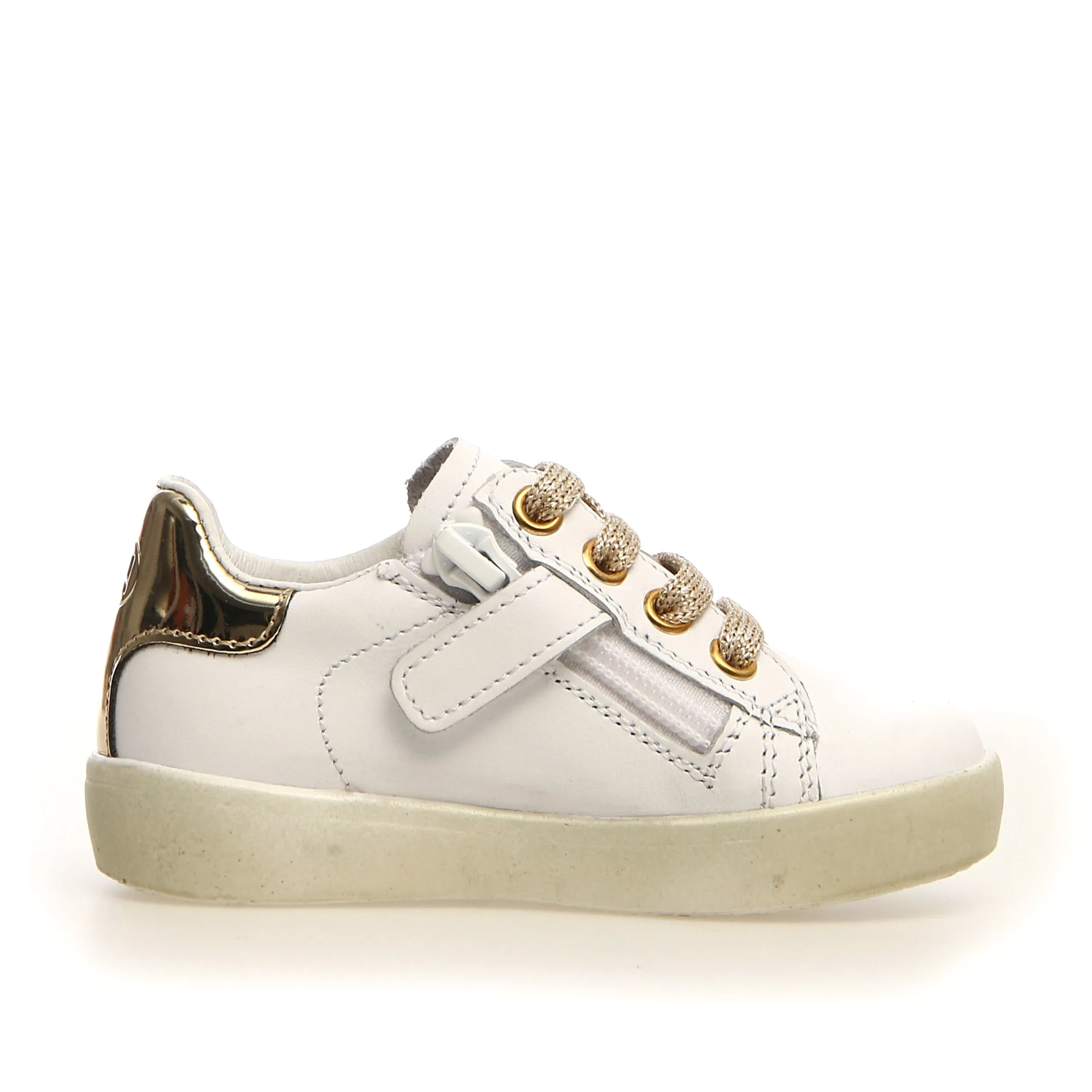 Naturino Girl's and Boy's Annie Zip Sneakers, White/Platinum