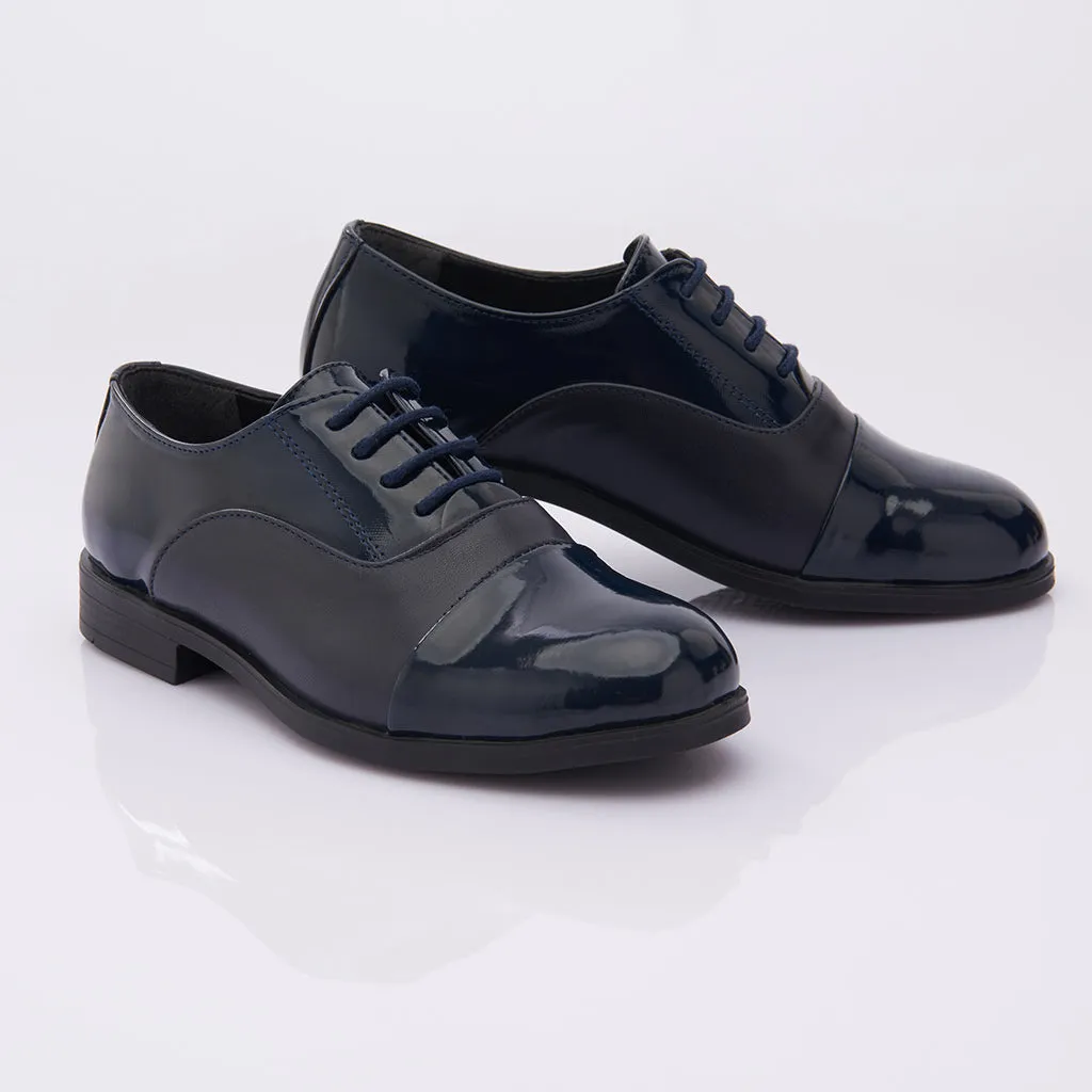 Navy Patent Oxford Shoes