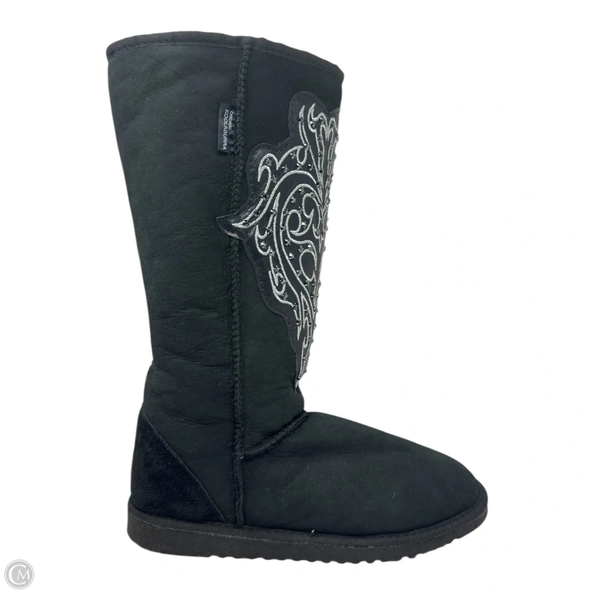 Rhinestone Fur Lined Boots Knee Flats By Koolaburra By Ugg In Black, Size: 9