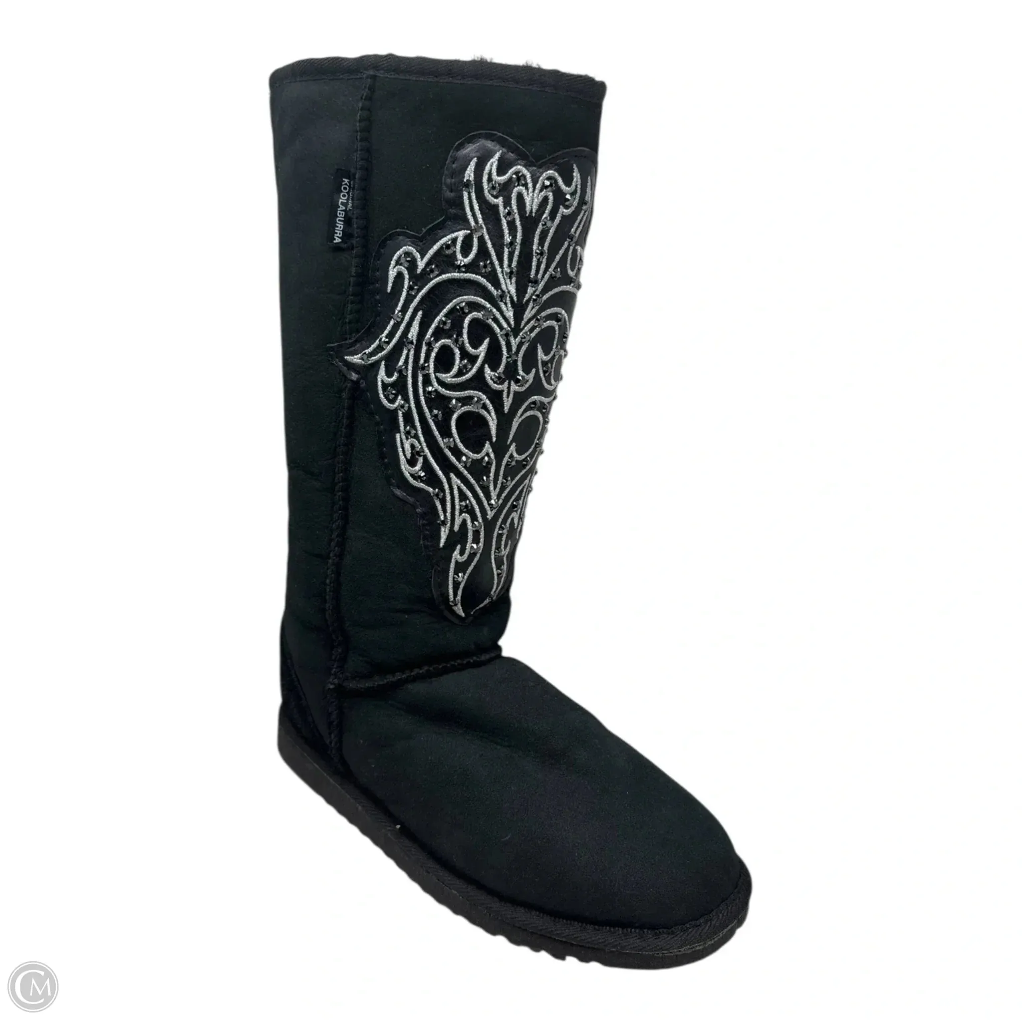 Rhinestone Fur Lined Boots Knee Flats By Koolaburra By Ugg In Black, Size: 9