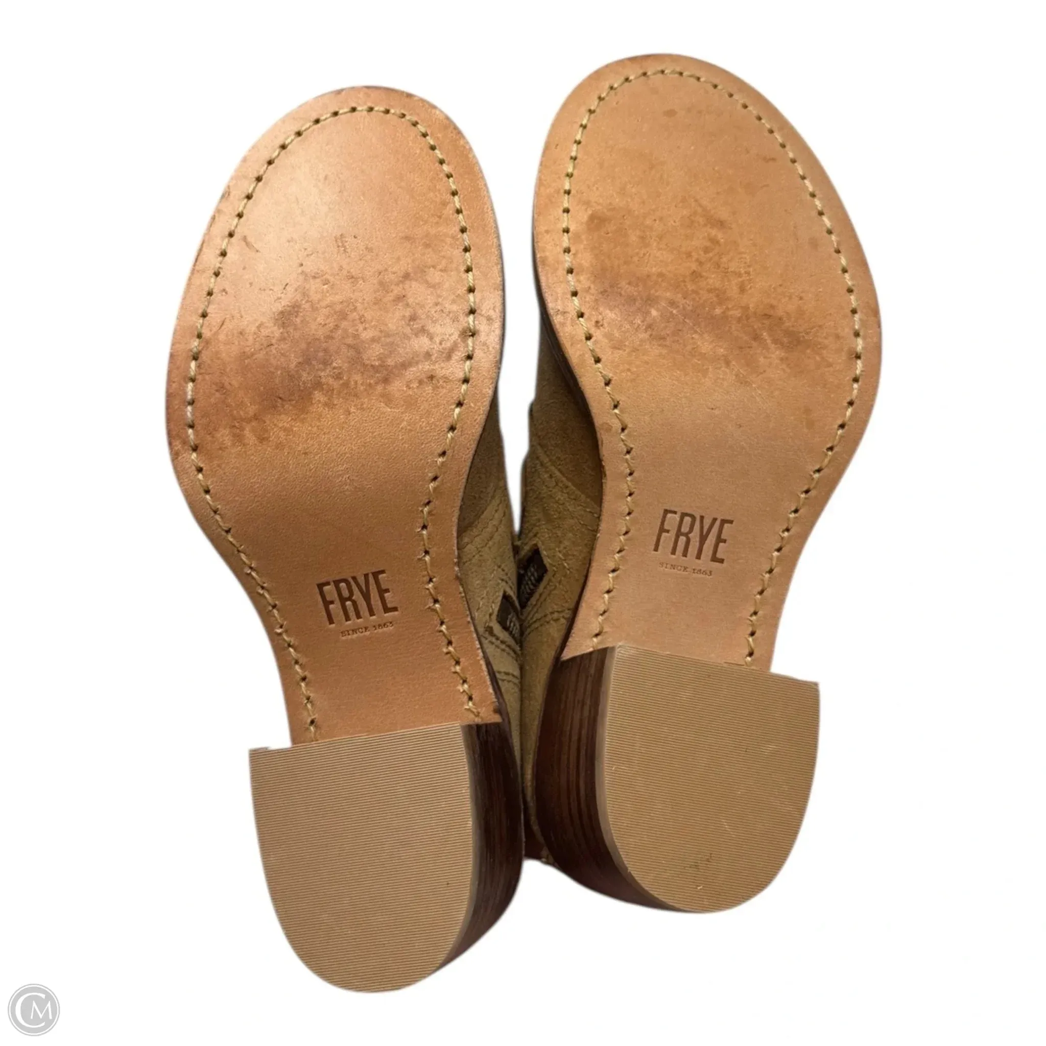 Sabrina Double Buckle Boots Designer By Frye In Tan, Size: 5.5