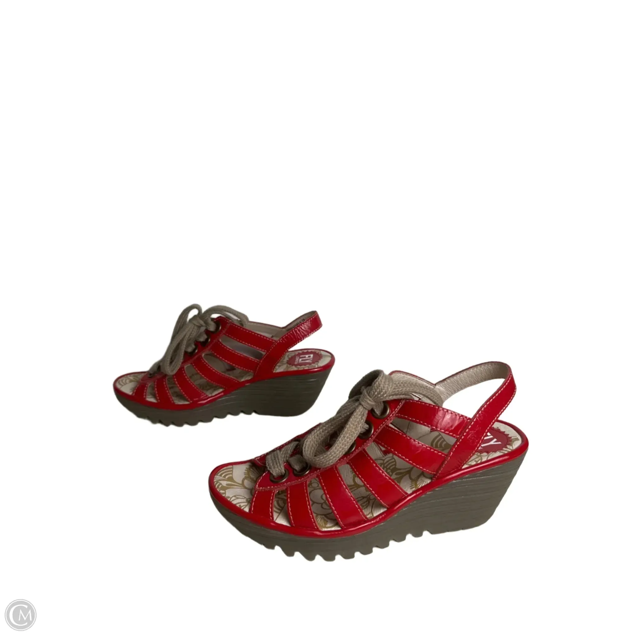 Sandals Heels Wedge By Fly London In Red, Size: 7.5
