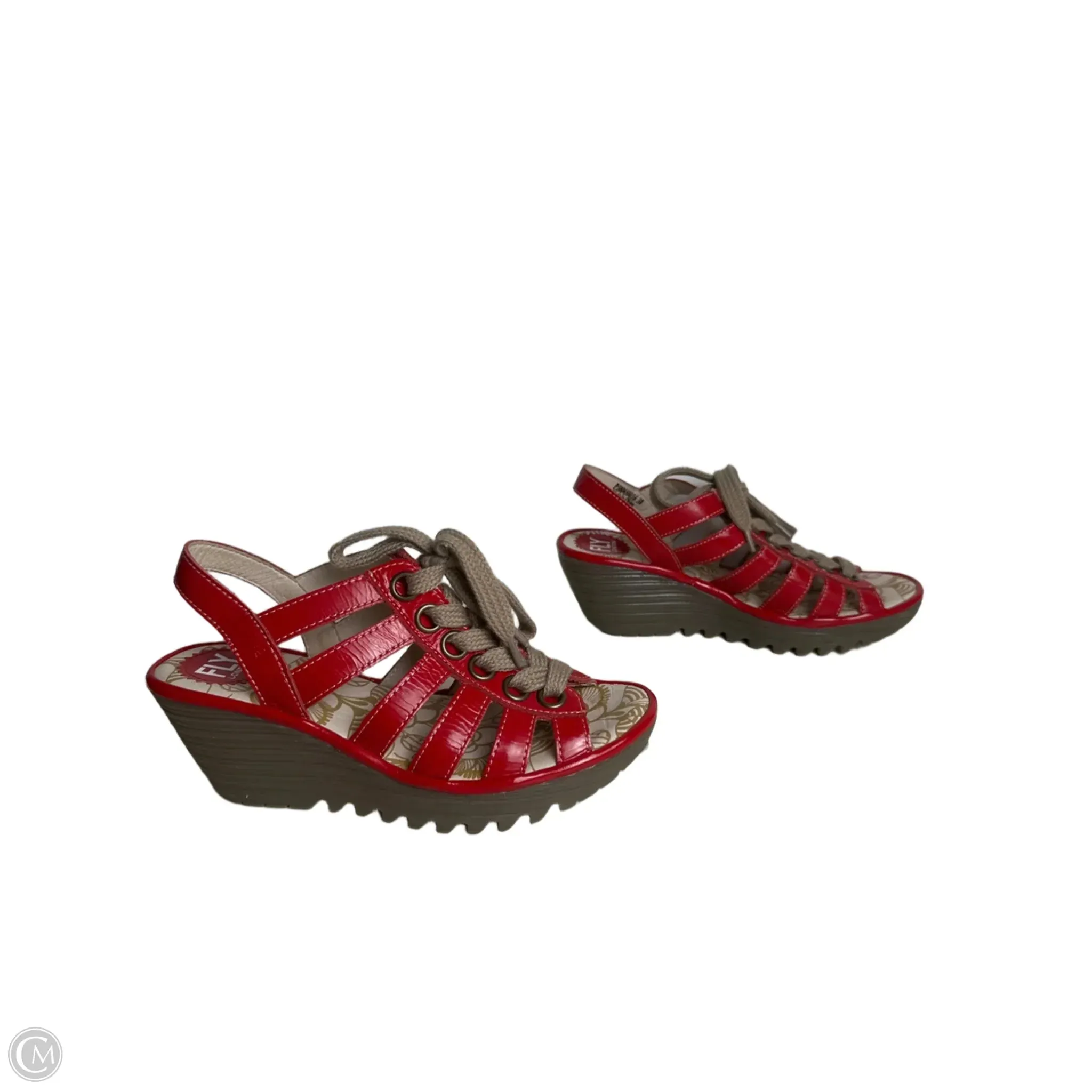 Sandals Heels Wedge By Fly London In Red, Size: 7.5