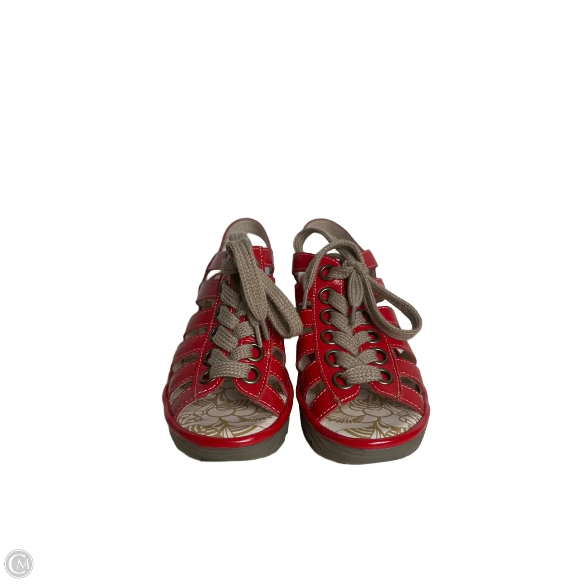 Sandals Heels Wedge By Fly London In Red, Size: 7.5