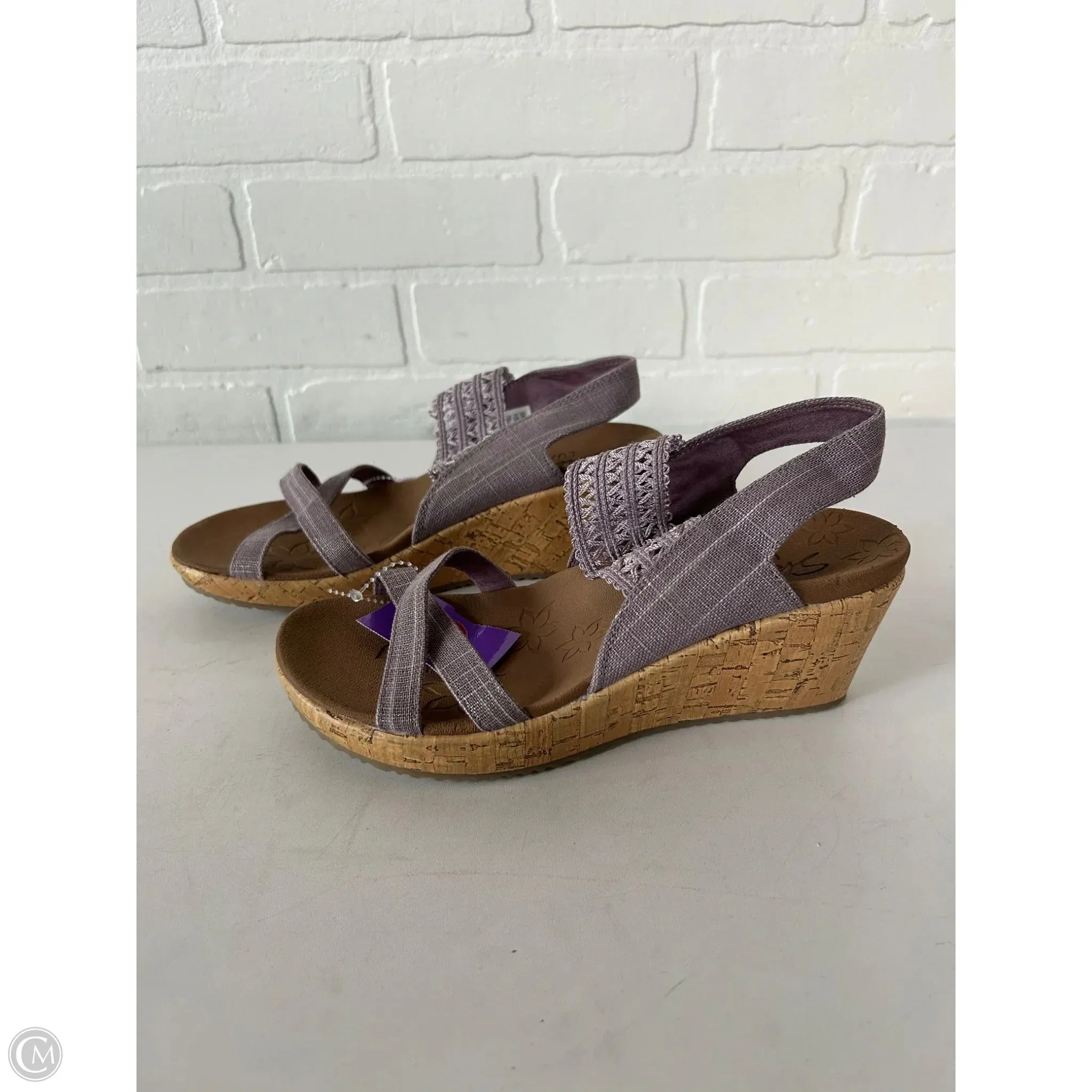 Sandals Heels Wedge By Skechers In Purple, Size: 7