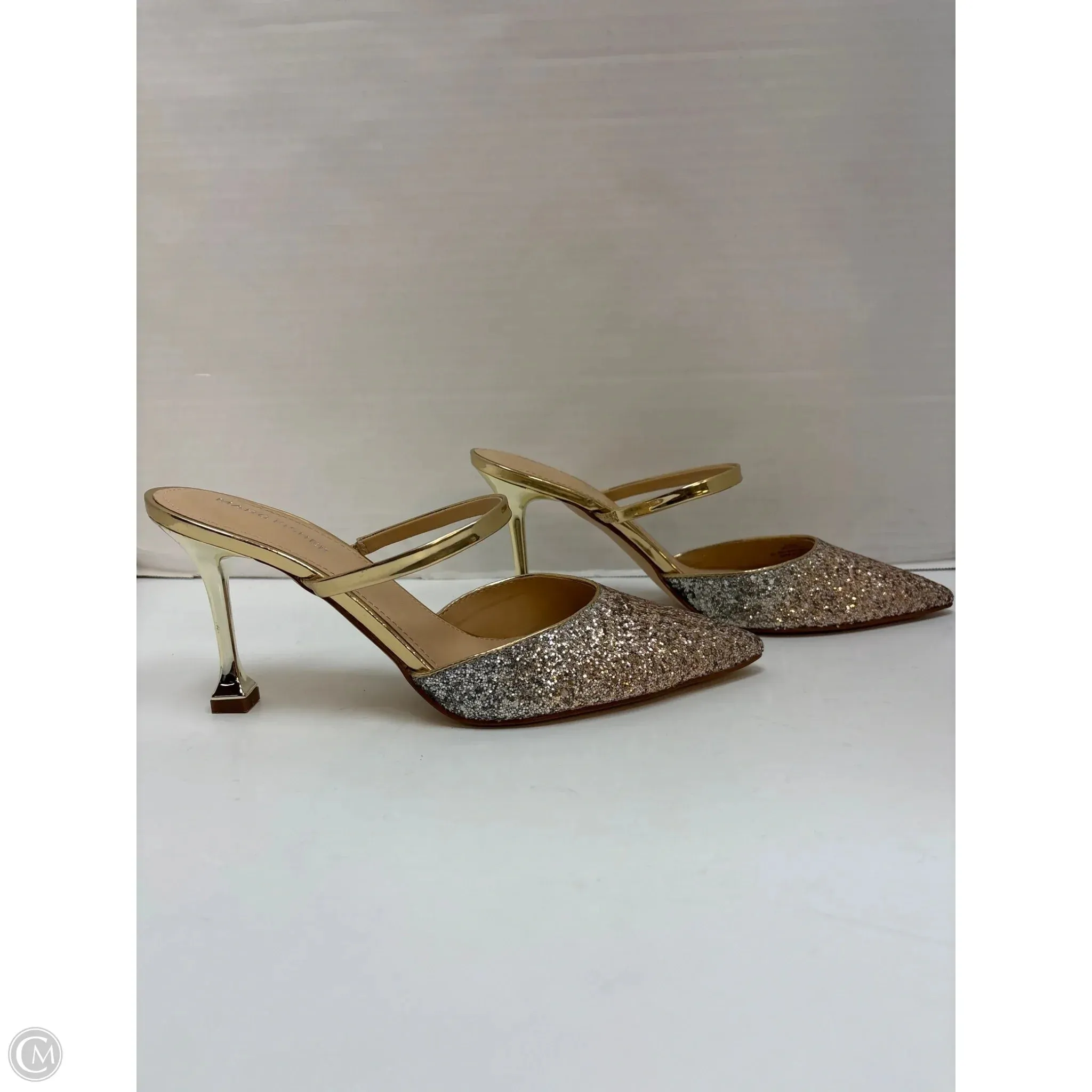 Shoes Heels Stiletto By Marc Fisher In Gold, Size: 9.5