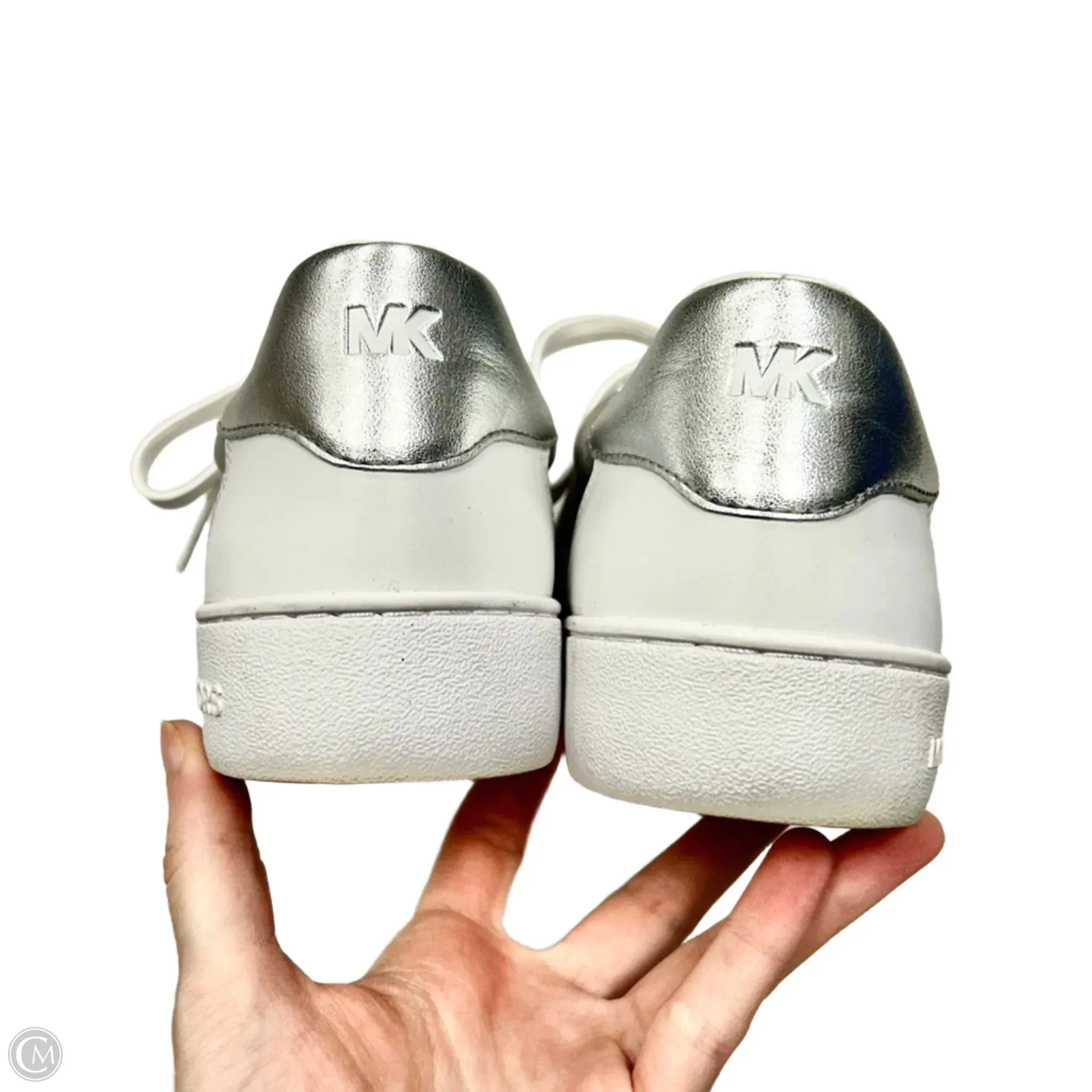 Shoes Sneakers By Michael By Michael Kors In Silver & White, Size: 8