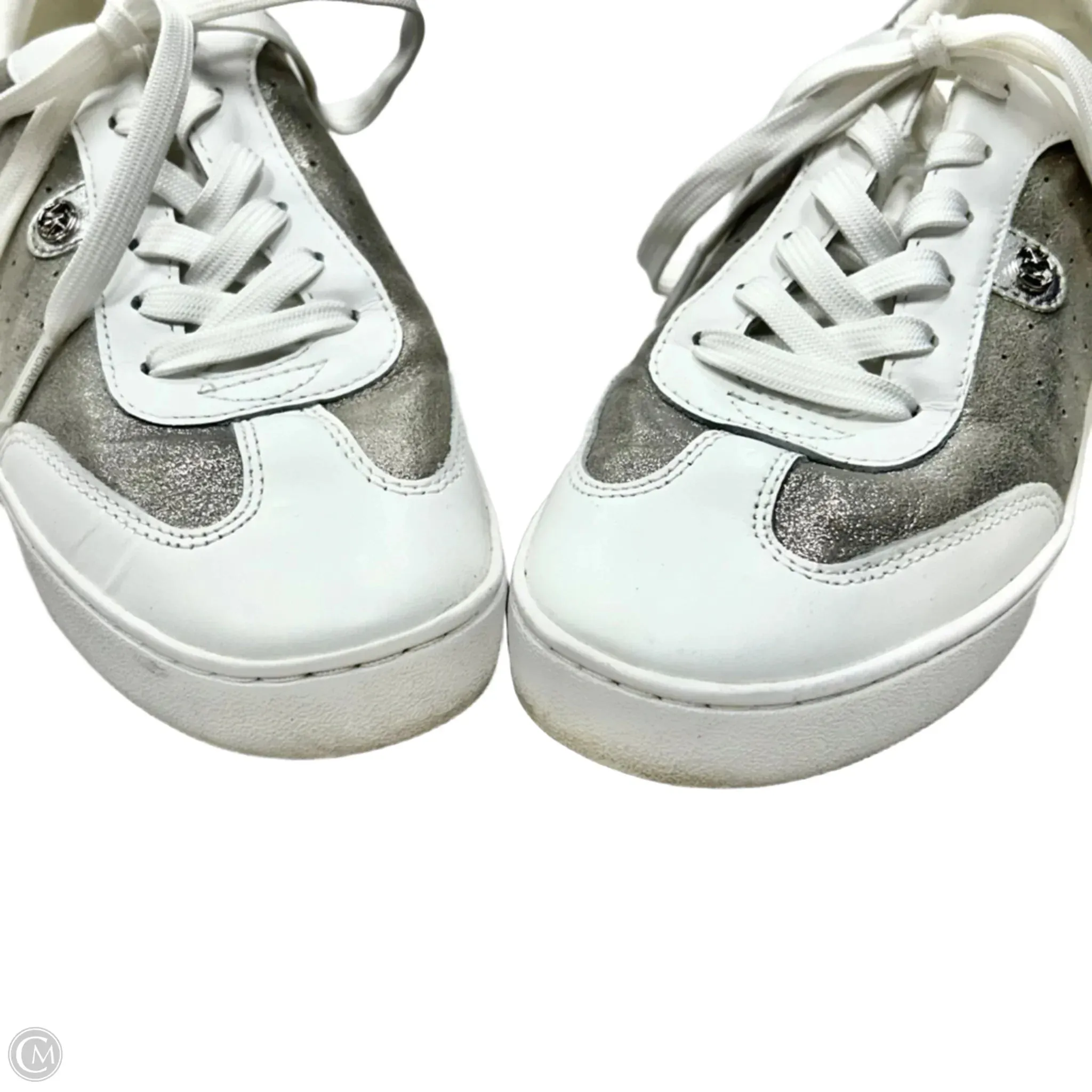 Shoes Sneakers By Michael By Michael Kors In Silver & White, Size: 8