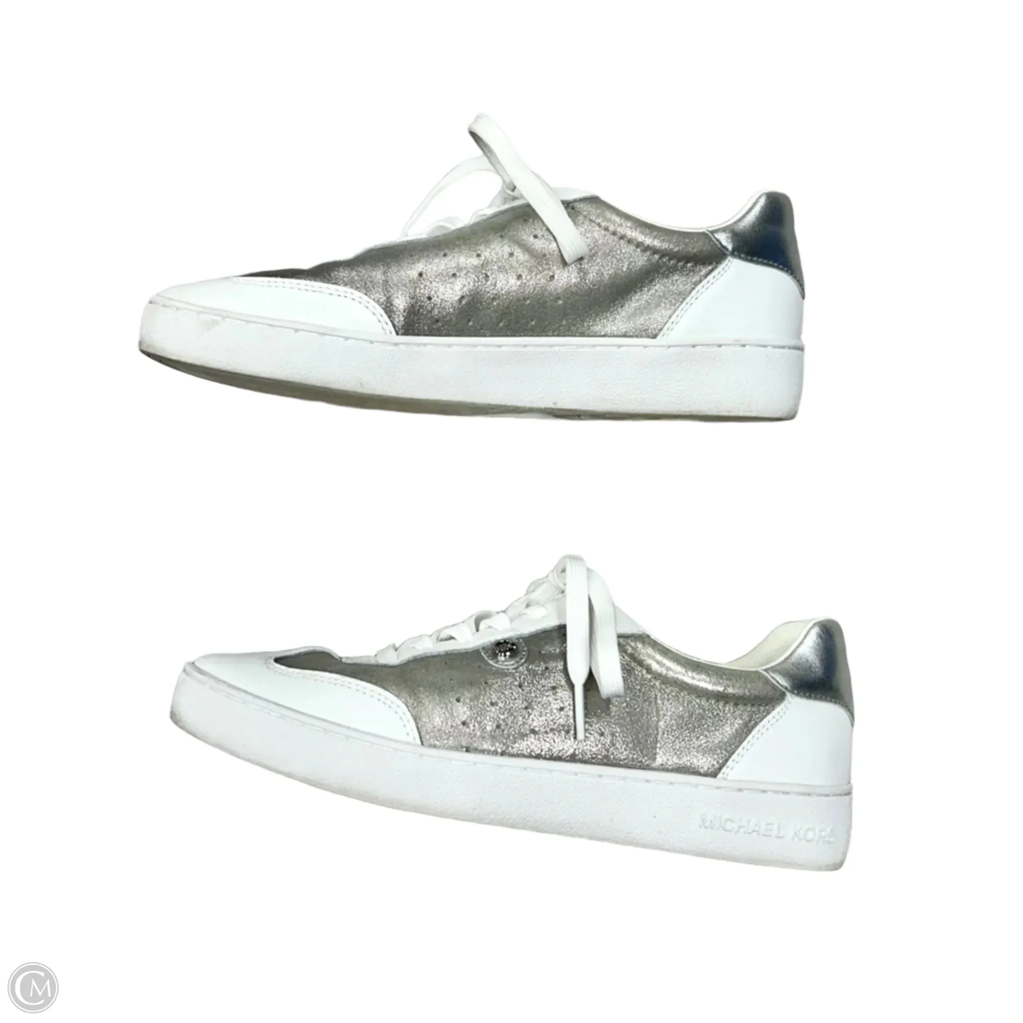 Shoes Sneakers By Michael By Michael Kors In Silver & White, Size: 8