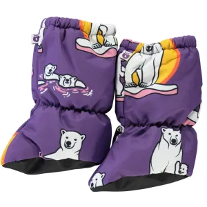 Småfolk Purple Heart Cover Booties With Polar Bears